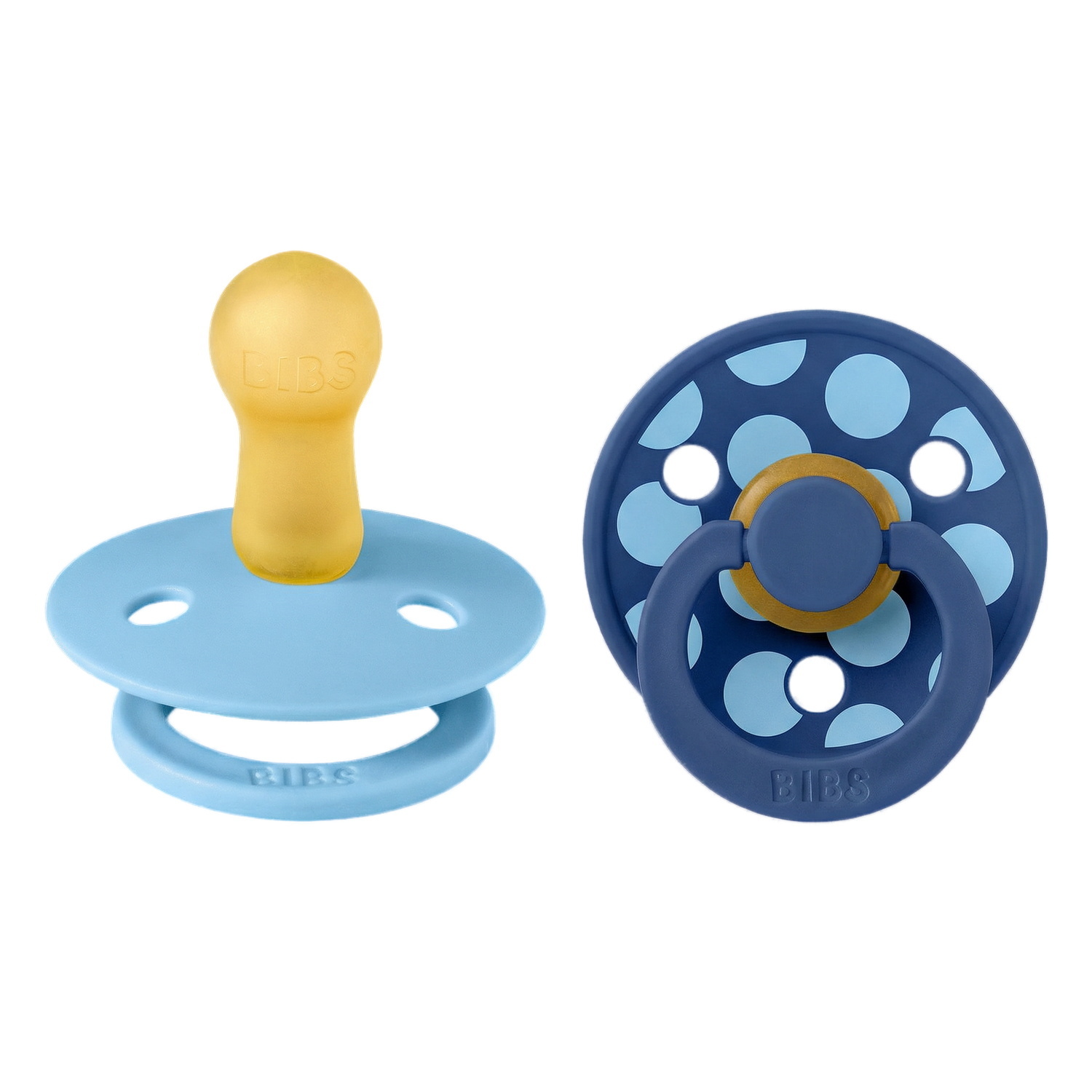 BIBS Pacifier Studio Colour 2 PACK Polka Mix Latex Size 2 Breeze/Cornflower