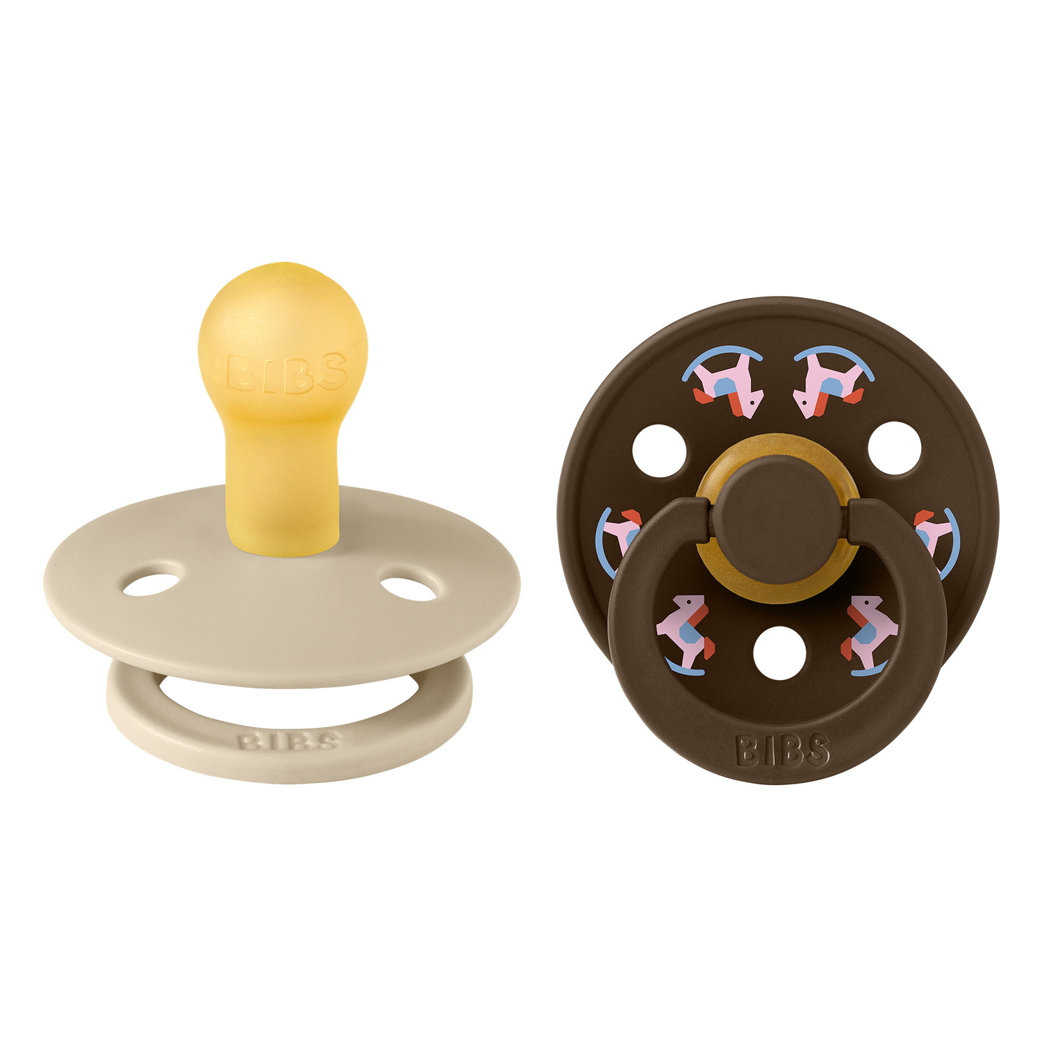 BIBS Pacifier Colour Holiday Horse 2 PACK Latex Size 1 Vanilla/Mocha