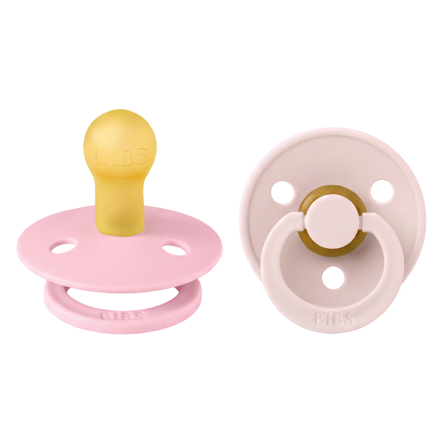 BIBS Pacifier Colour 2 PACK Latex Size 1 Petal/Baby Pink