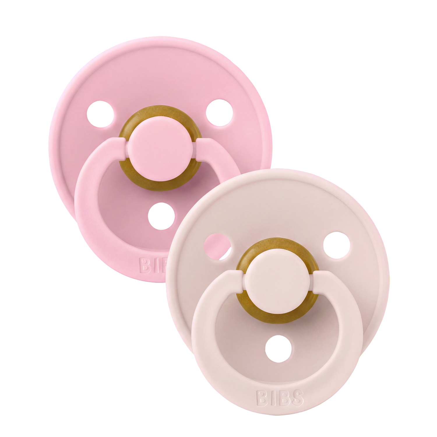 BIBS Pacifier Colour 2 PACK Latex Size 2 Petal/Baby Pink