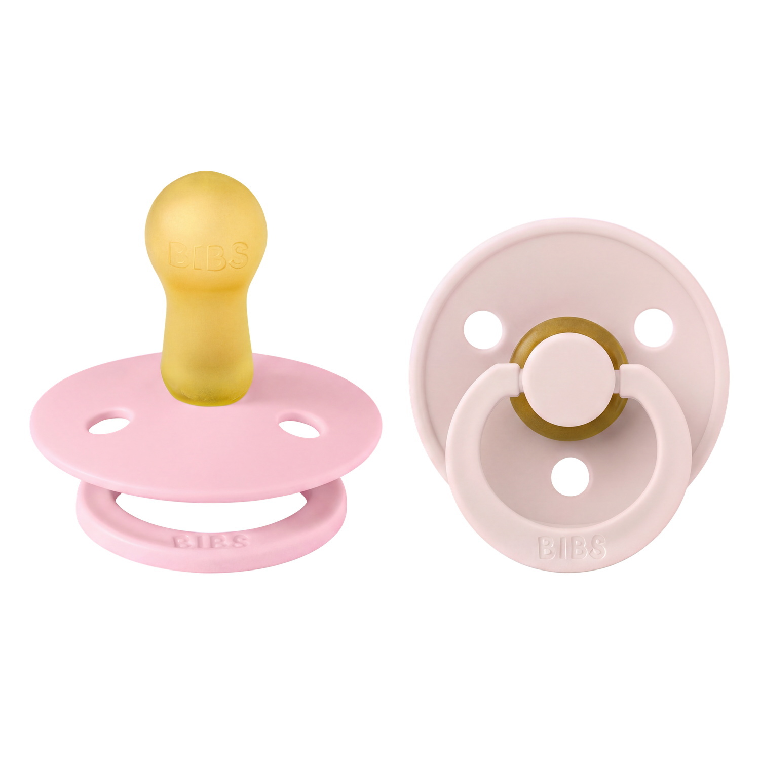 BIBS Pacifier Colour 2 PACK Latex Size 2 Petal/Baby Pink