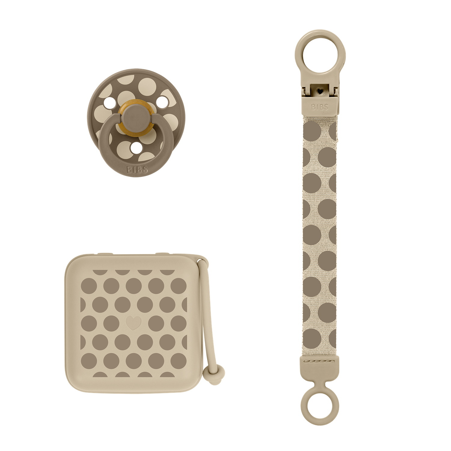 BIBS Studio Gift Set Polka Soothe & Go Latex Size 2 Vanilla