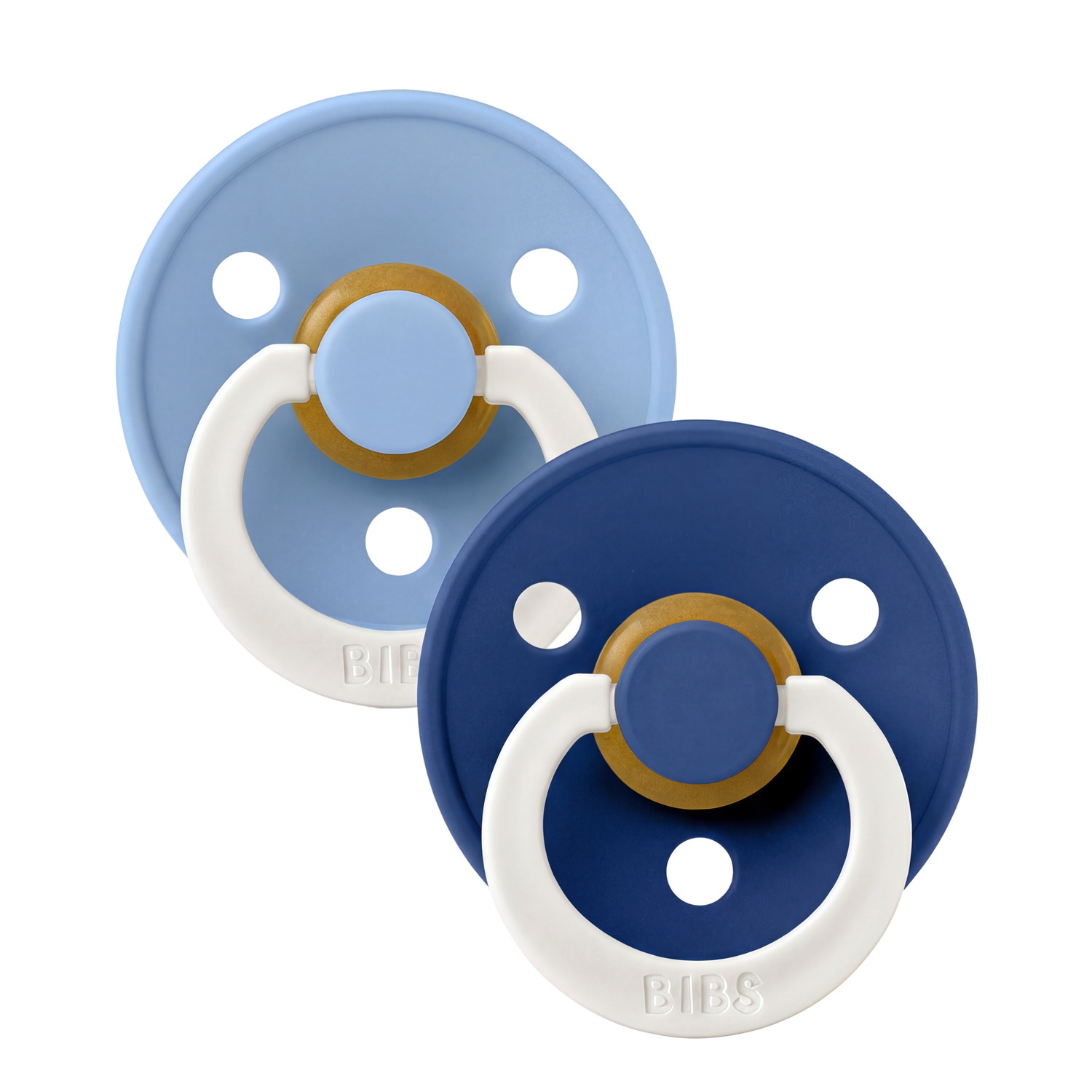 BIBS Pacifier Colour 2 PACK Latex Size 1 Sky Blue GLOW/Cornflower GLOW