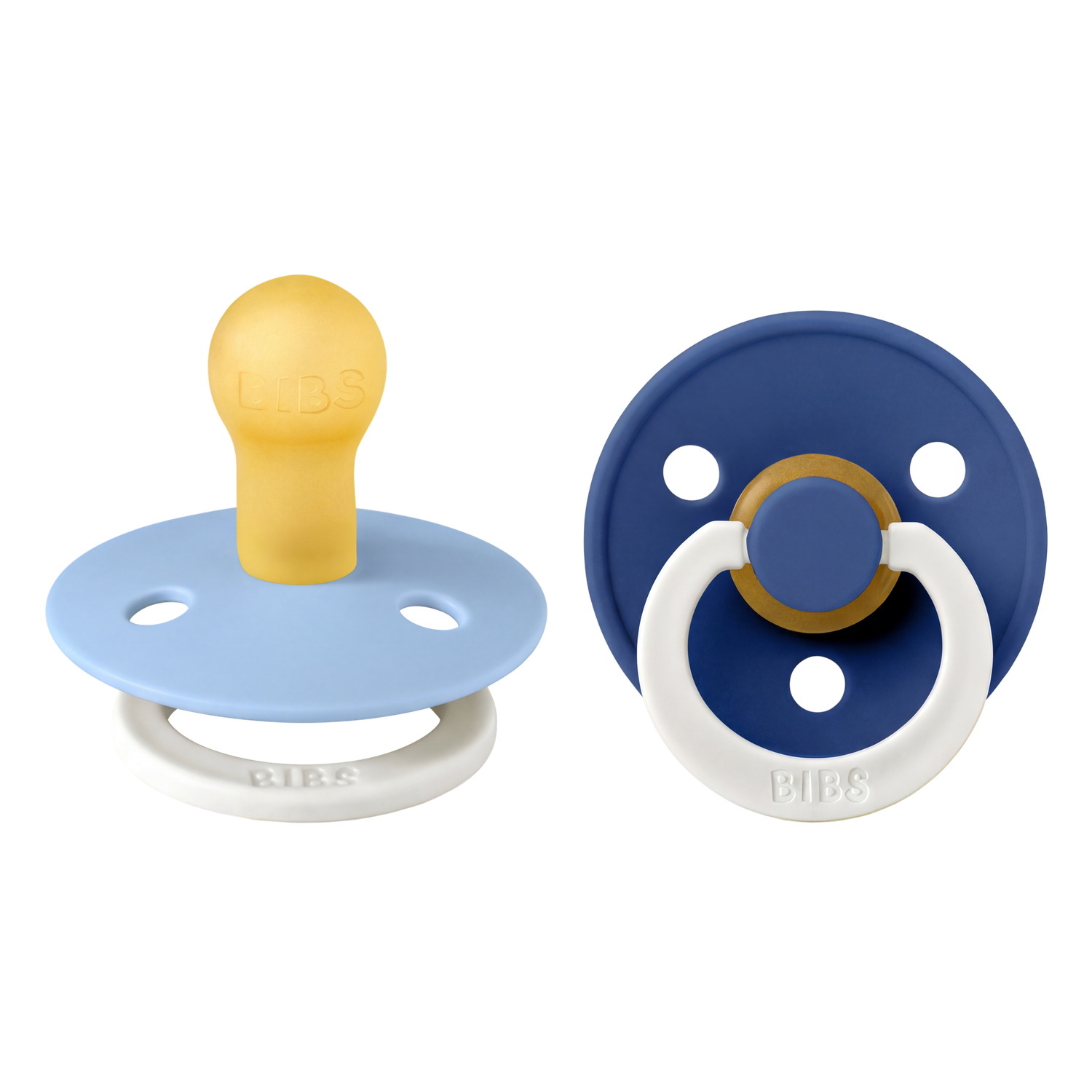 BIBS Pacifier Colour 2 PACK Latex Size 1 Sky Blue GLOW/Cornflower GLOW