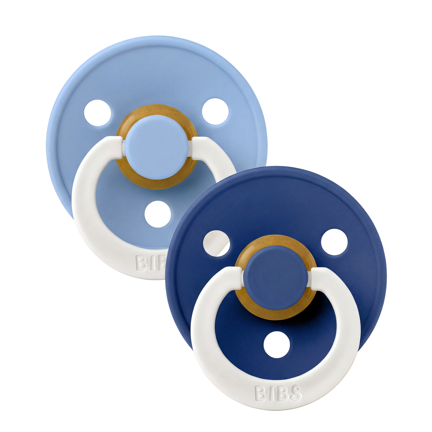 BIBS Pacifier Colour 2 PACK Latex Size 2 Sky Blue GLOW/Cornflower GLOW