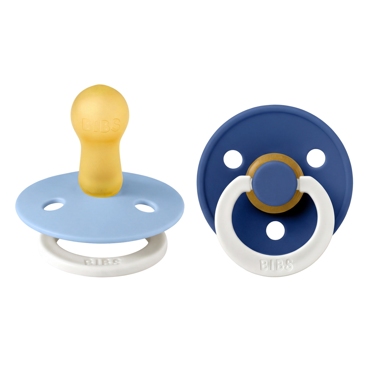BIBS Pacifier Colour 2 PACK Latex Size 2 Sky Blue GLOW/Cornflower GLOW