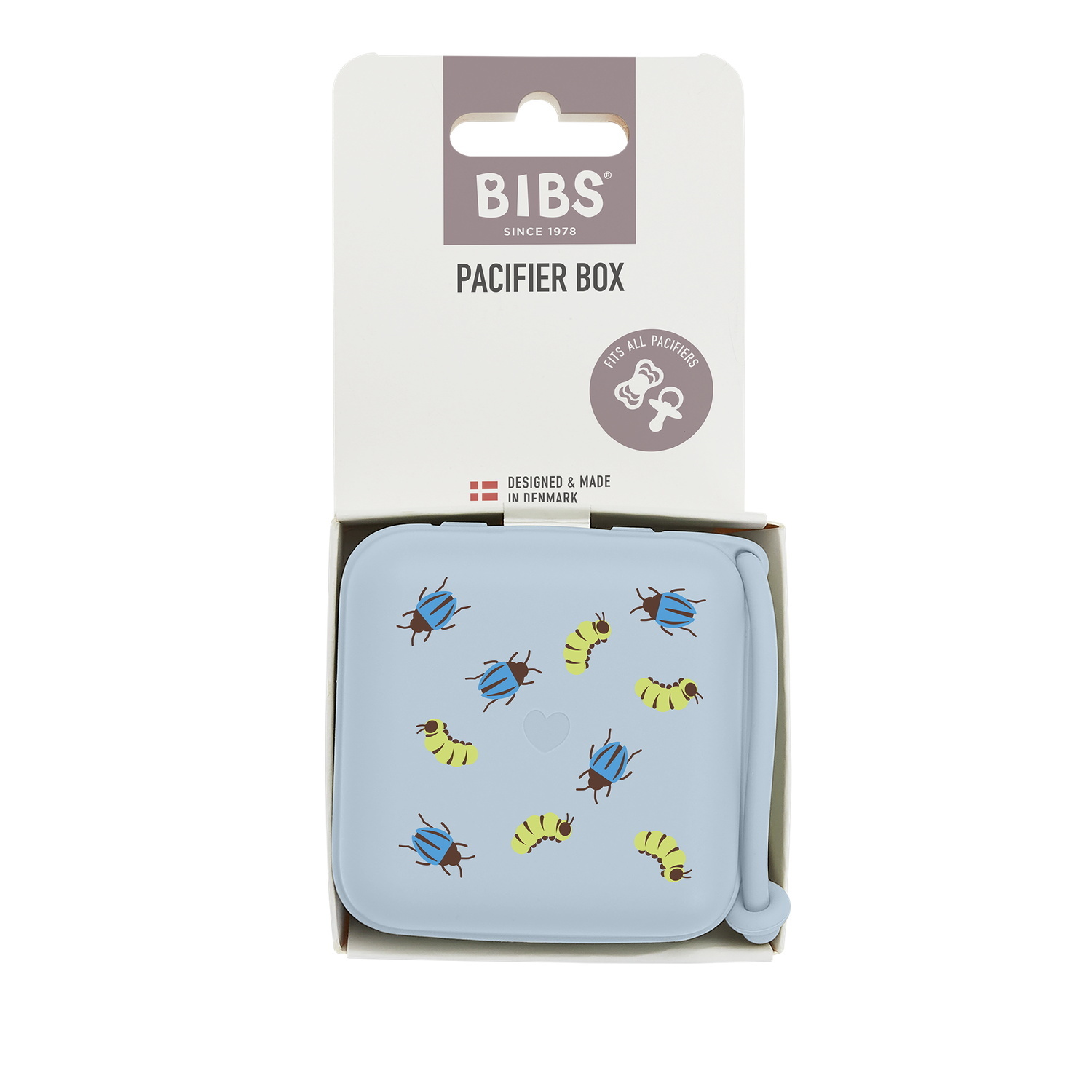 BIBS Studio Pacifier Box Caterpillar Beetle Mix Baby Blue
