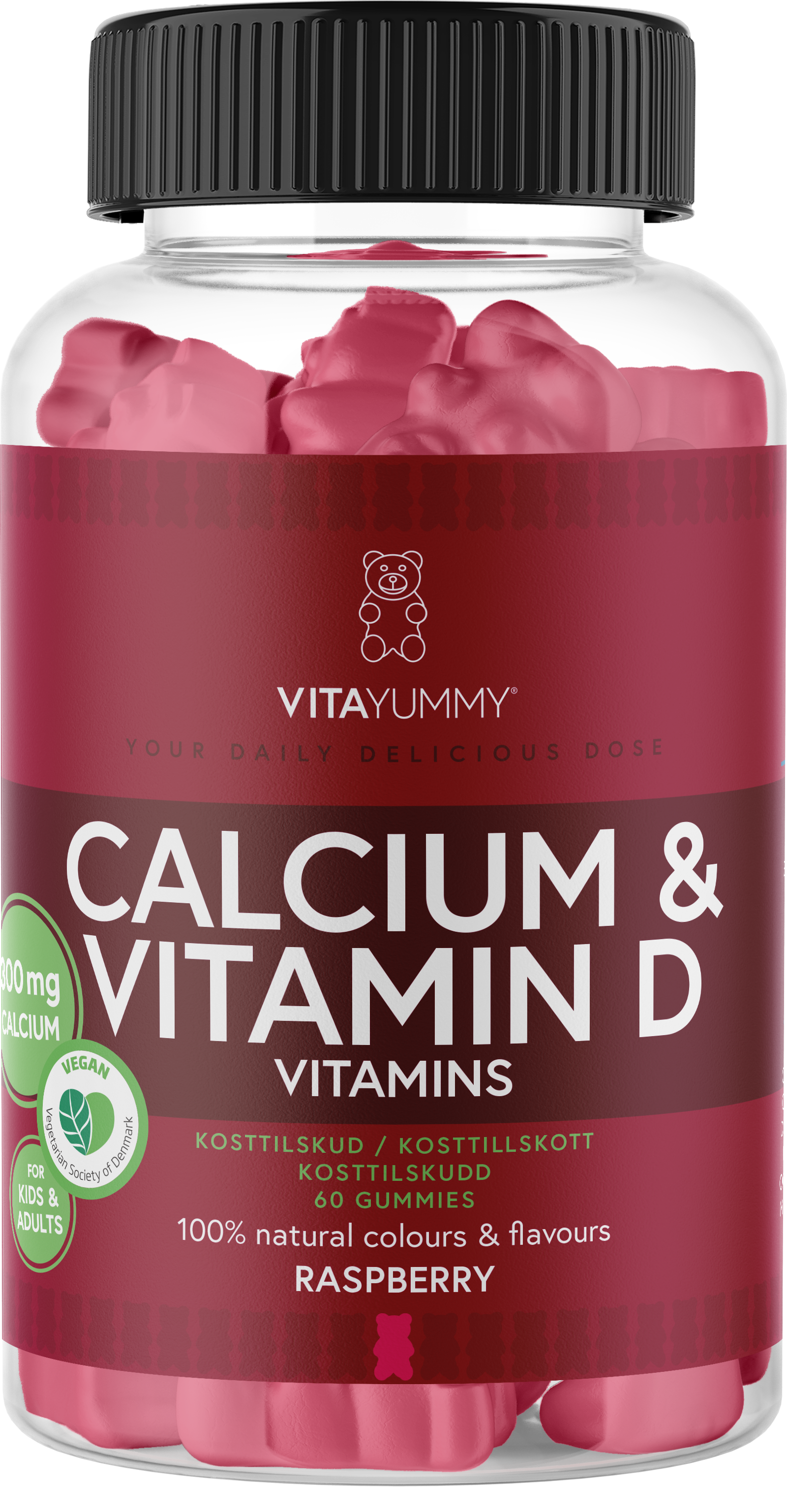 VitaYummy Calcium & Vitamin-D Raspberry 60 tuggtabletter