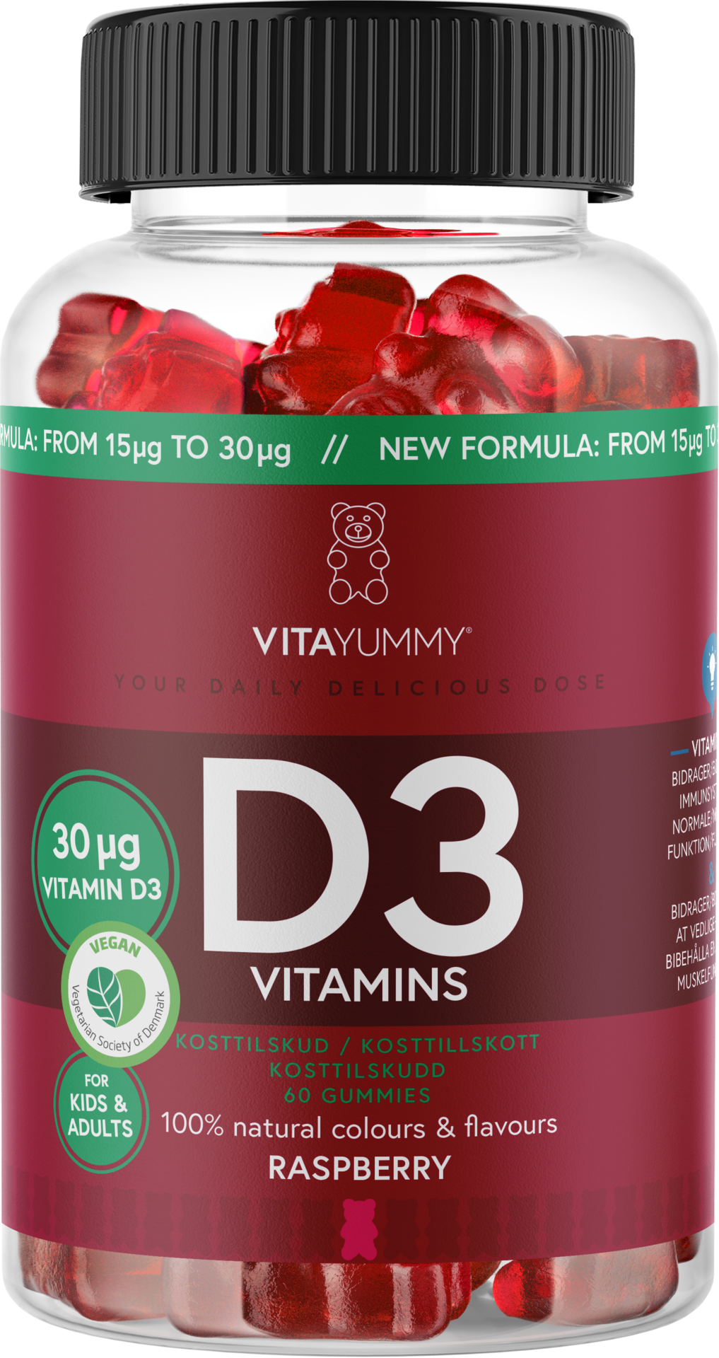 VitaYummy D3 Vitamins Raspberry 60 tuggtabletter