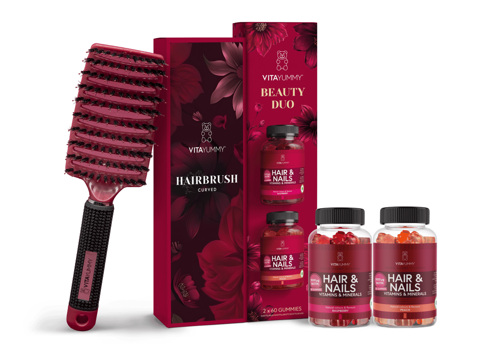 VitaYummy Beauty Duo Giftbox (2x Hair & Nails 60st + Hairbrush) 120 st