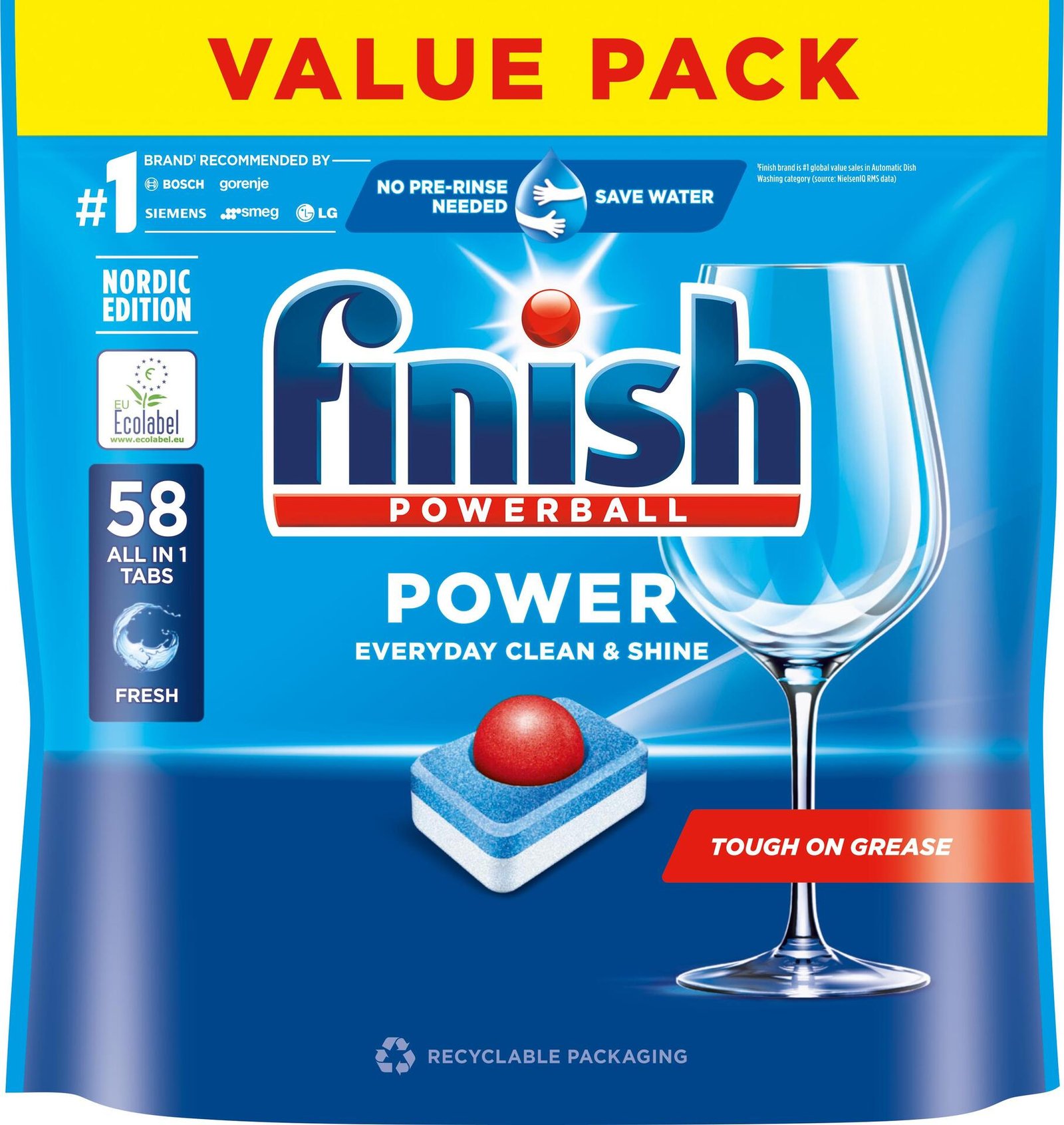 Finish Power All in One Maskindisktabletter 58 st