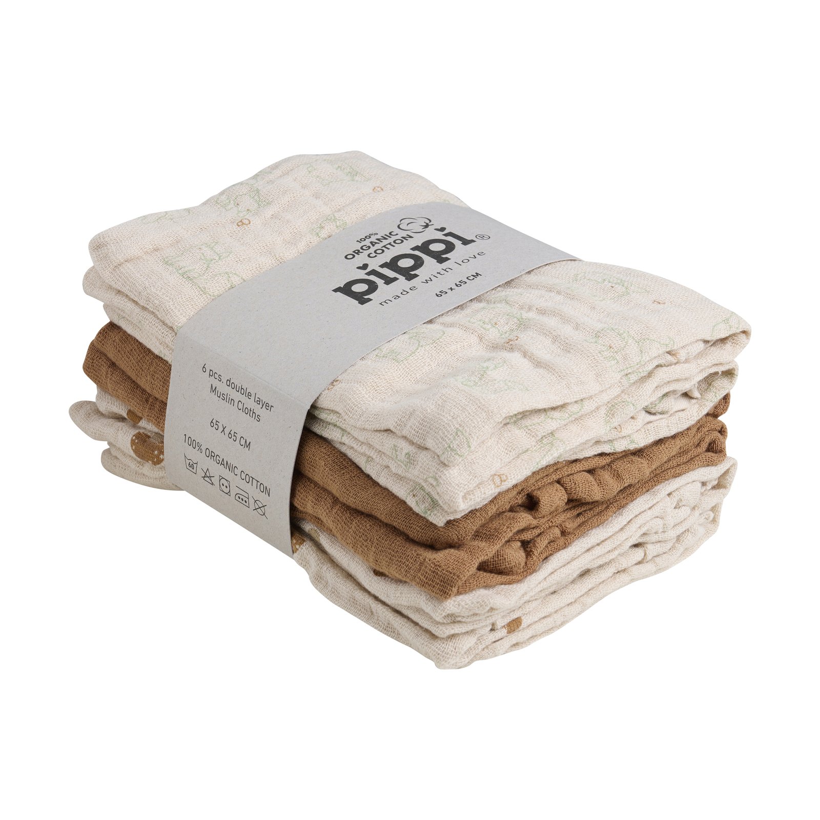 Pippi Muslinfilt Almond Mix 6 st