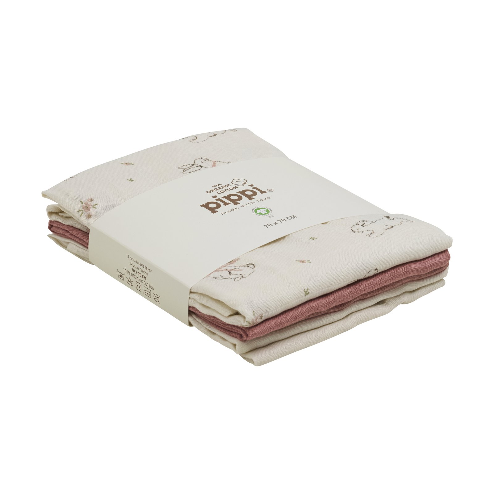 Pippi Muslinfilt Rose Tan Mix 3 st