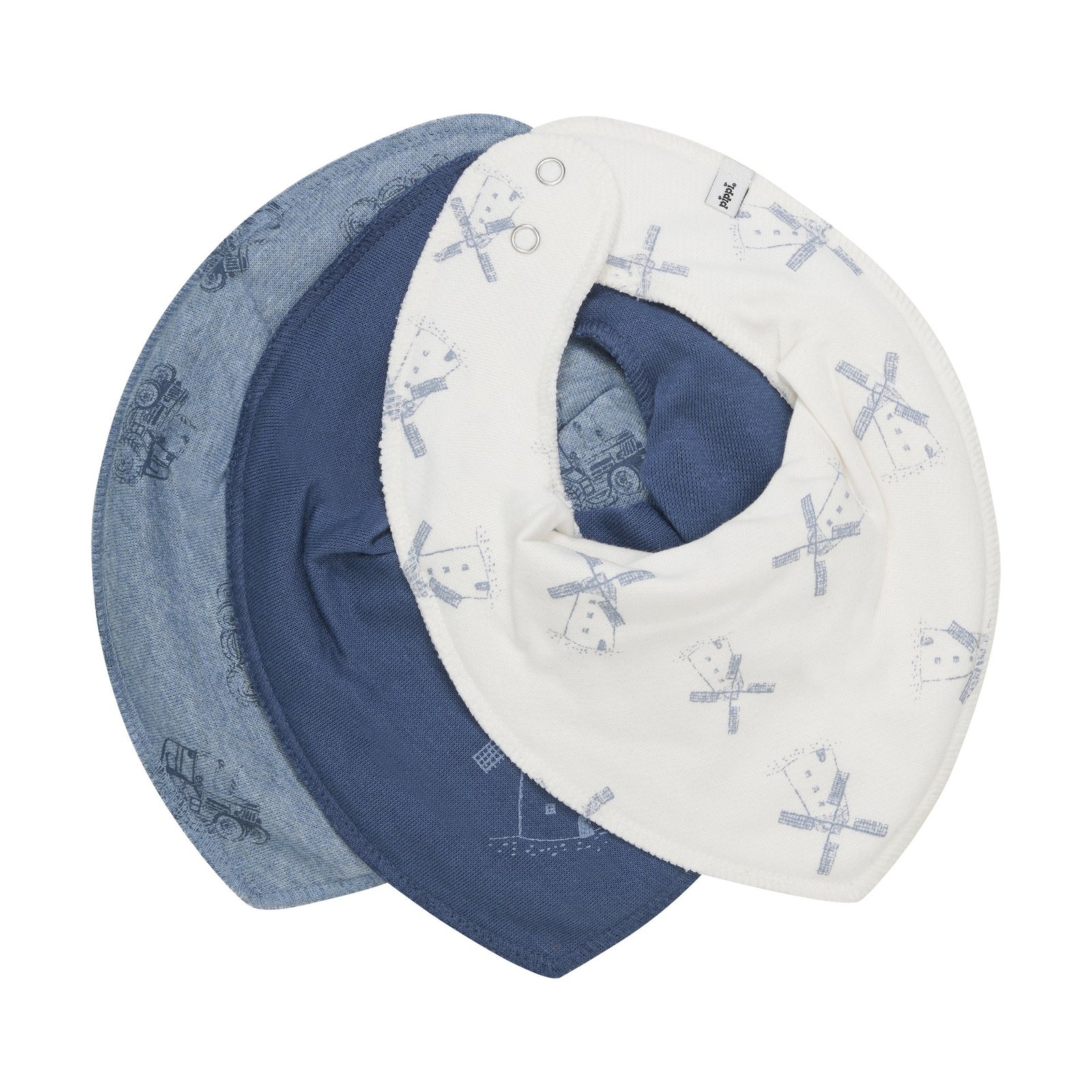 Pippi Bandana Bib Dark Denim Mix 3 st