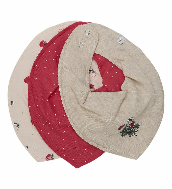 Pippi Bandana Bib True Red Mix 3 st - olika mönster