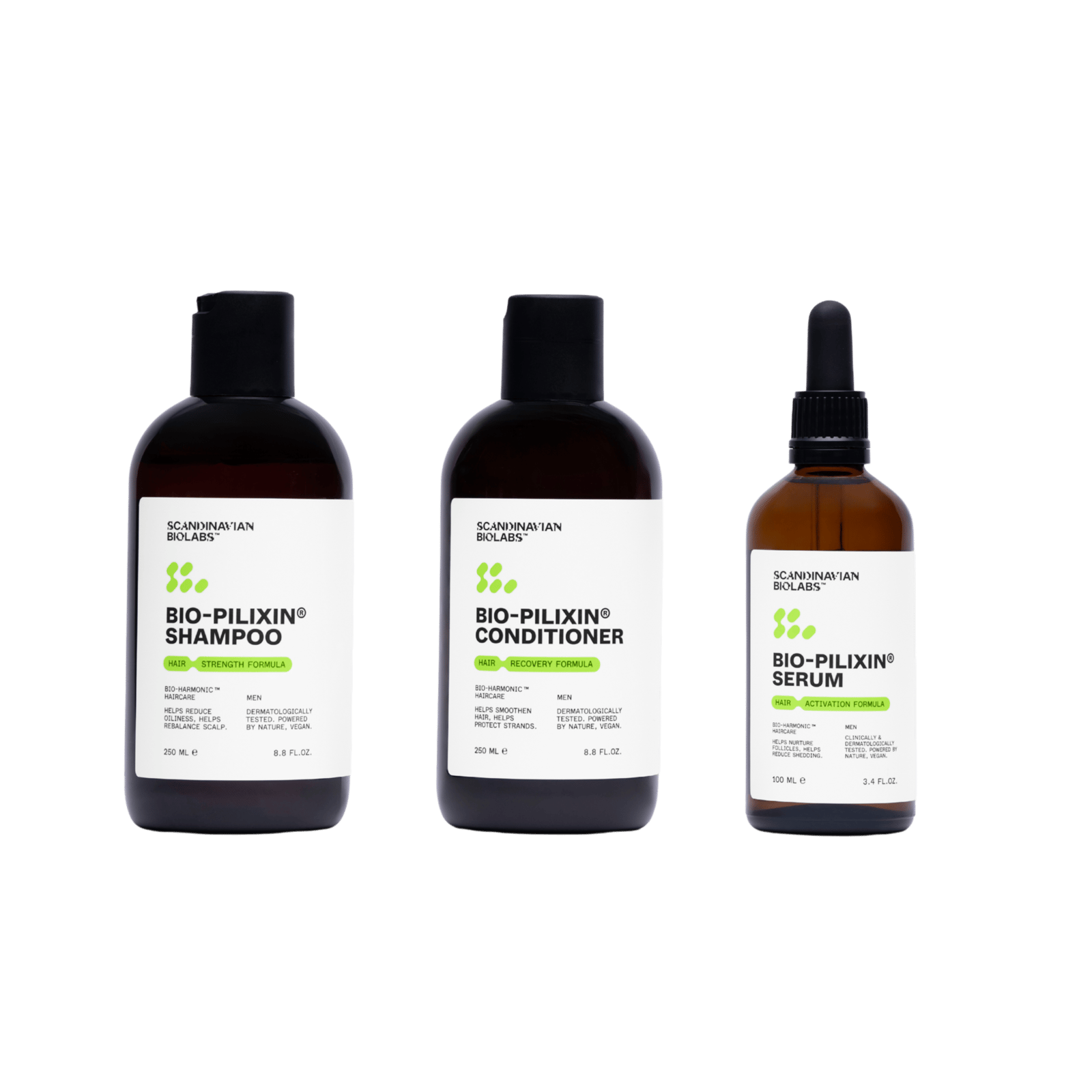 Scandinavian Biolabs Hair Routine Men Shampoo, Conditioner, Serum 600 ml