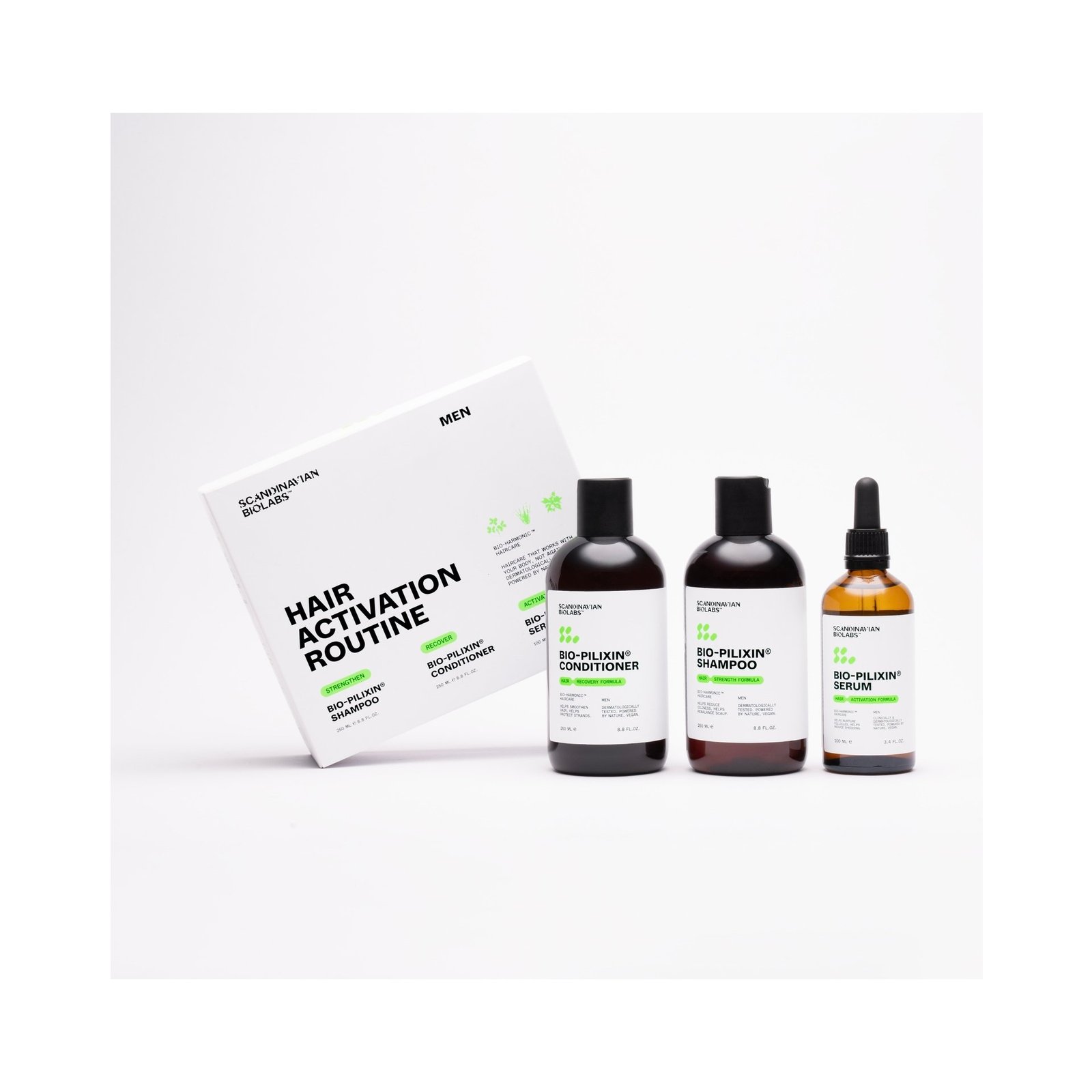 Scandinavian Biolabs Hair Routine Men Shampoo, Conditioner, Serum 600 ml