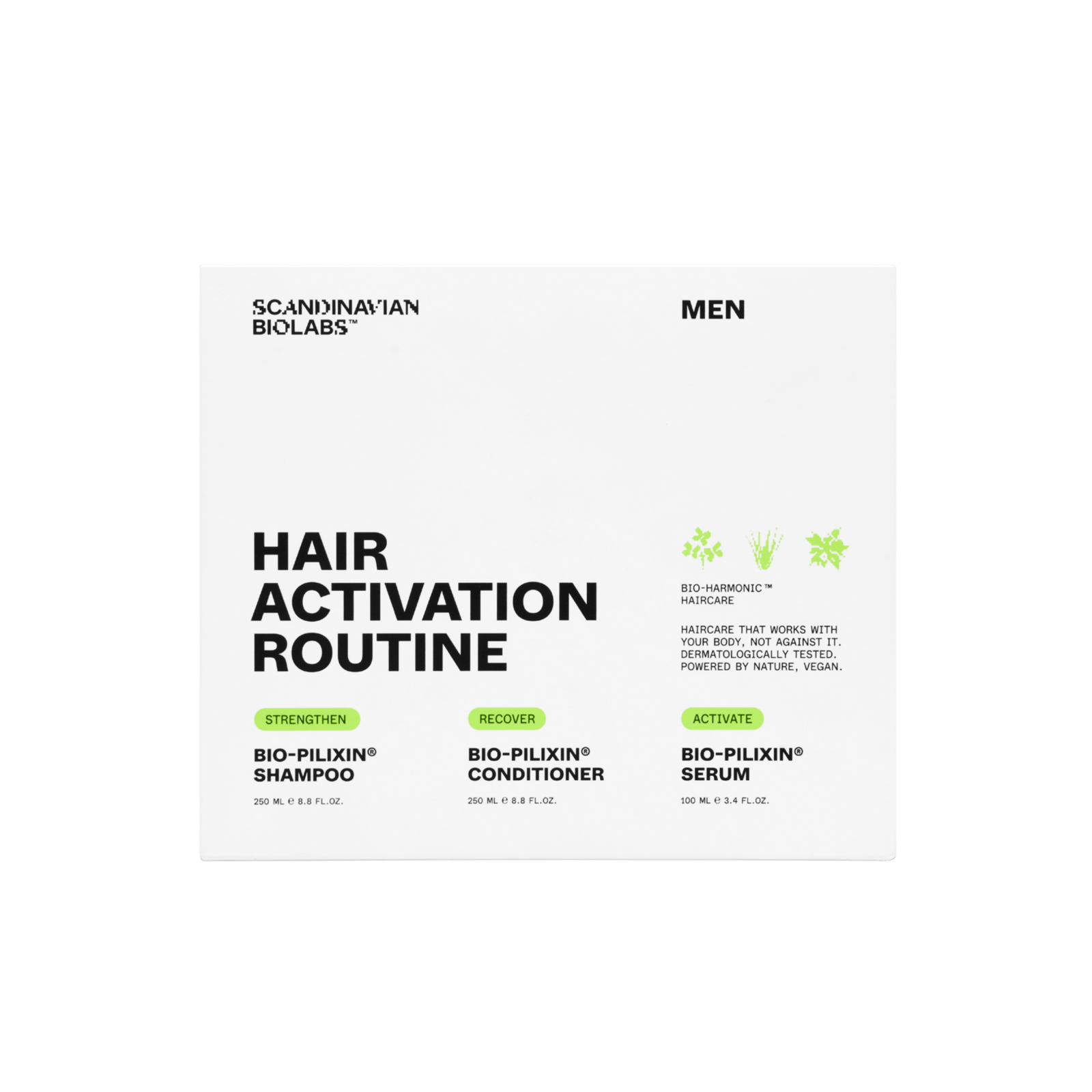 Scandinavian Biolabs Hair Routine Men Shampoo, Conditioner, Serum 600 ml