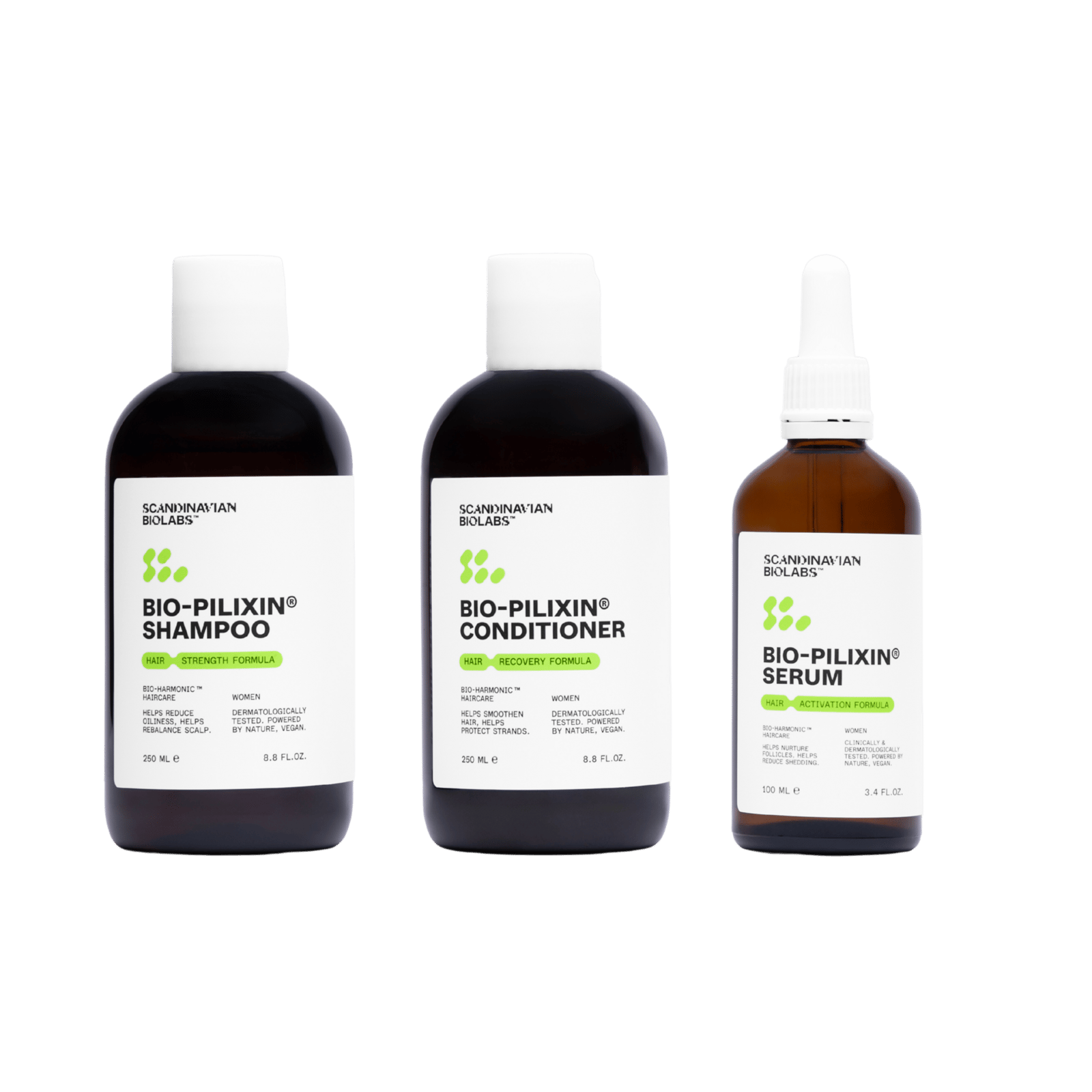 Scandinavian Biolabs Hair Routine Women Shampoo, Conditioner, Serum 600 ml