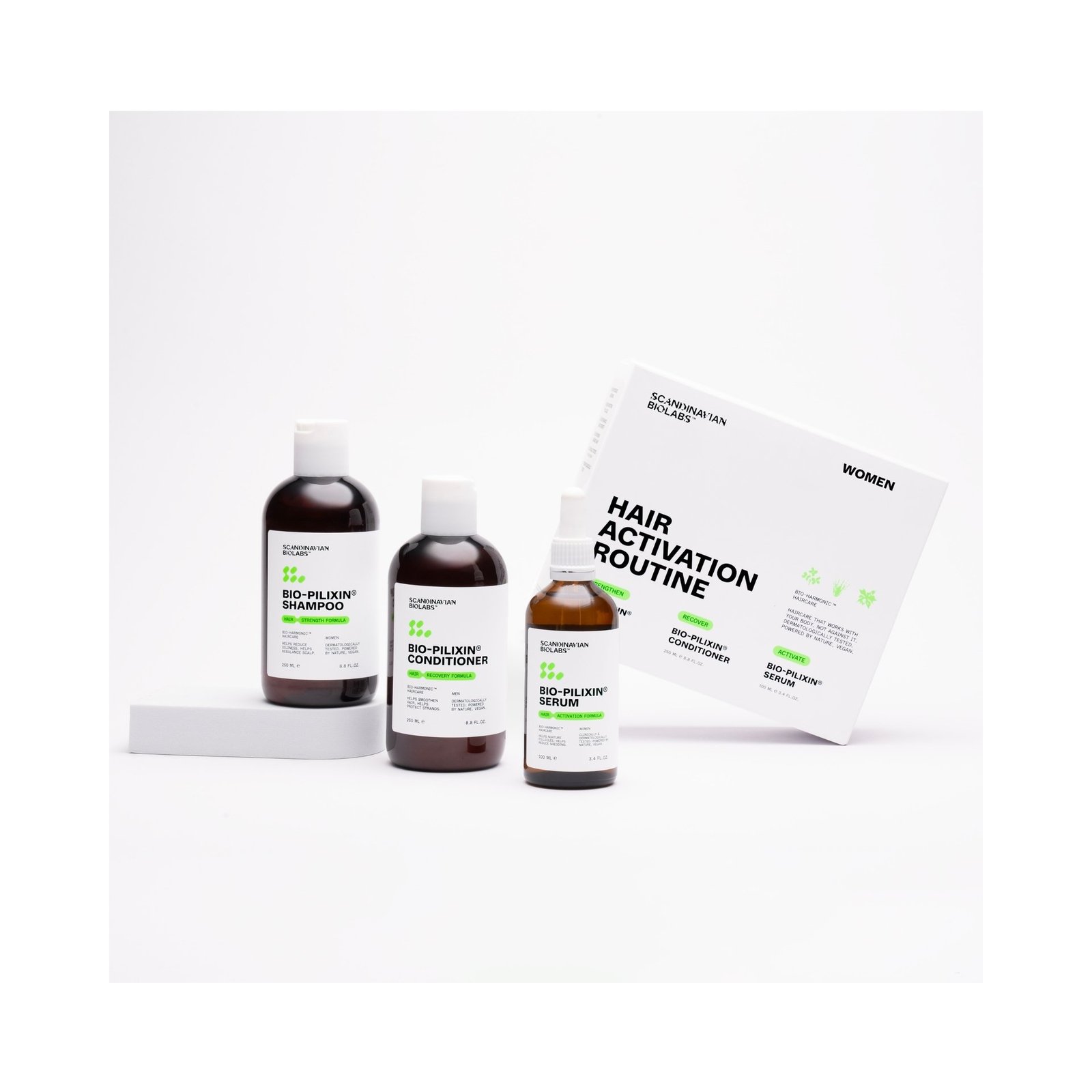 Scandinavian Biolabs Hair Routine Women Shampoo, Conditioner, Serum 600 ml