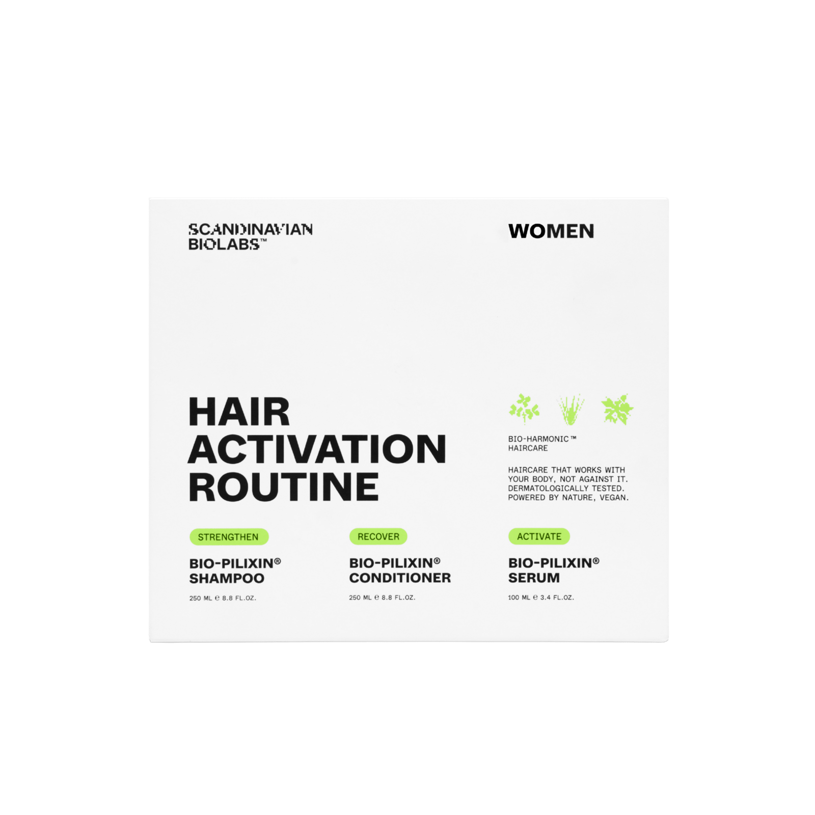 Scandinavian Biolabs Hair Routine Women Shampoo, Conditioner, Serum 600 ml