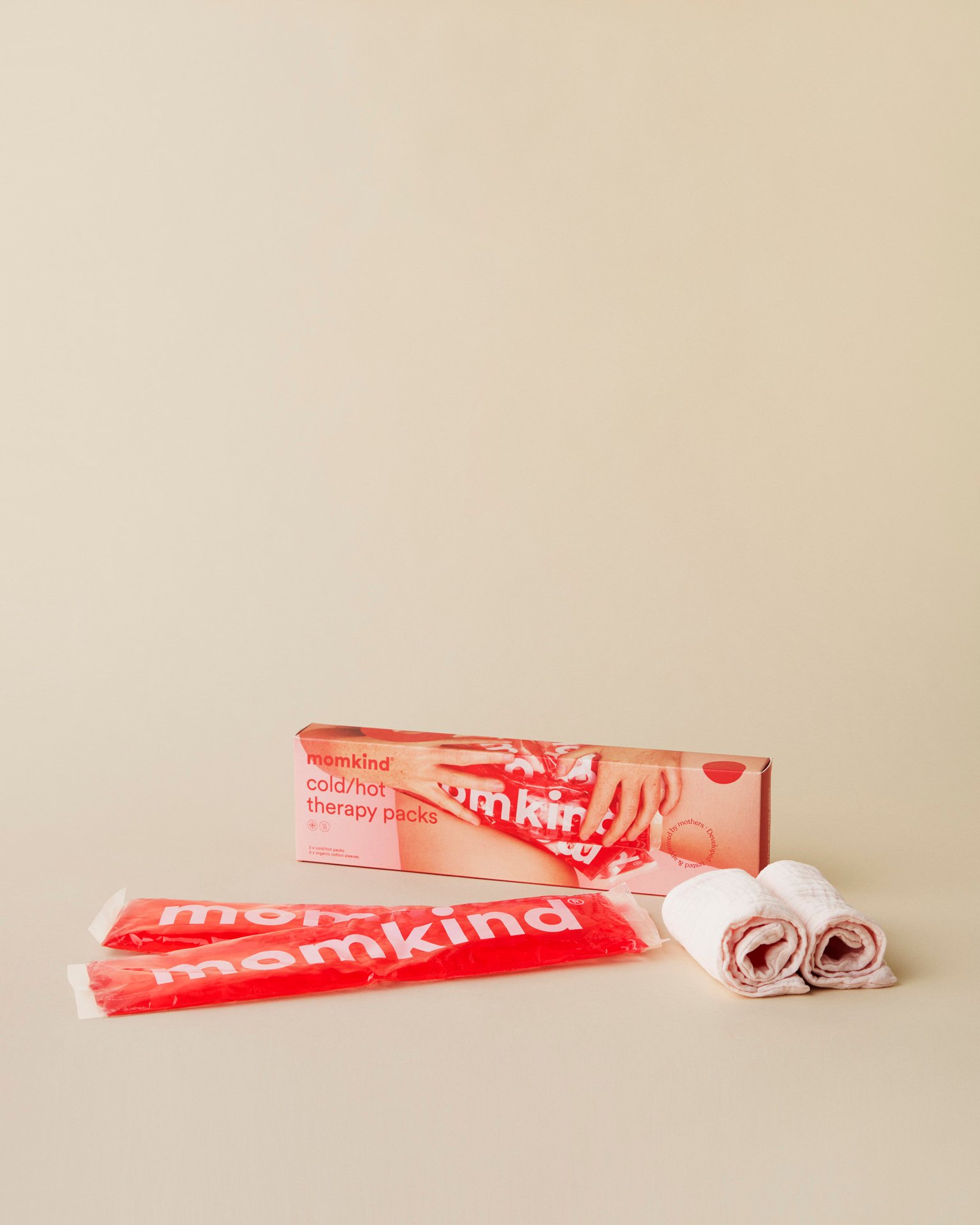 momkind Isbinda och Värmekudde 2 Förpackningar och 2 Bomullshylsor