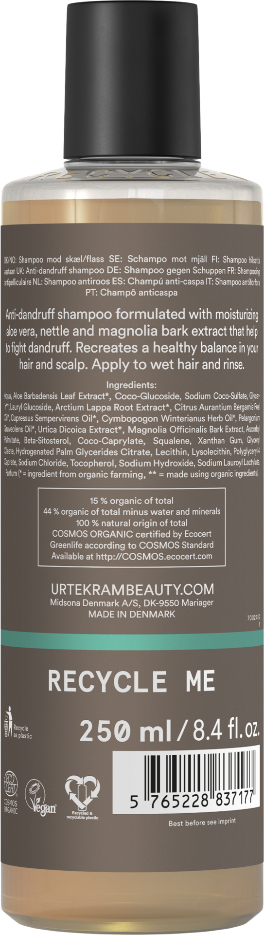 Urtekram Beauty Nettle Shampoo dandruff Organic 250 ml