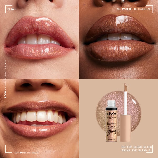 NYX Professional Makeup Butter Gloss Bling! Läppglans 01 Bring The Bling 8 ml