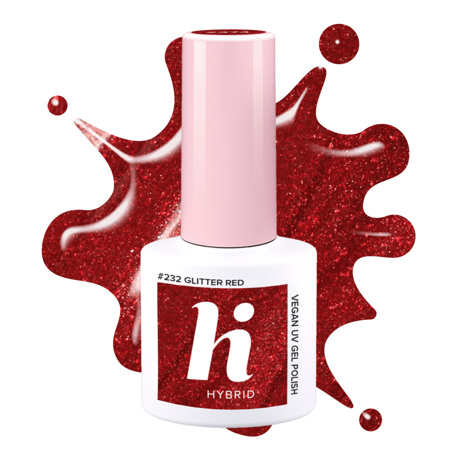 hi hybrid #232 UV Gel Polish Glitter Red 5 ml