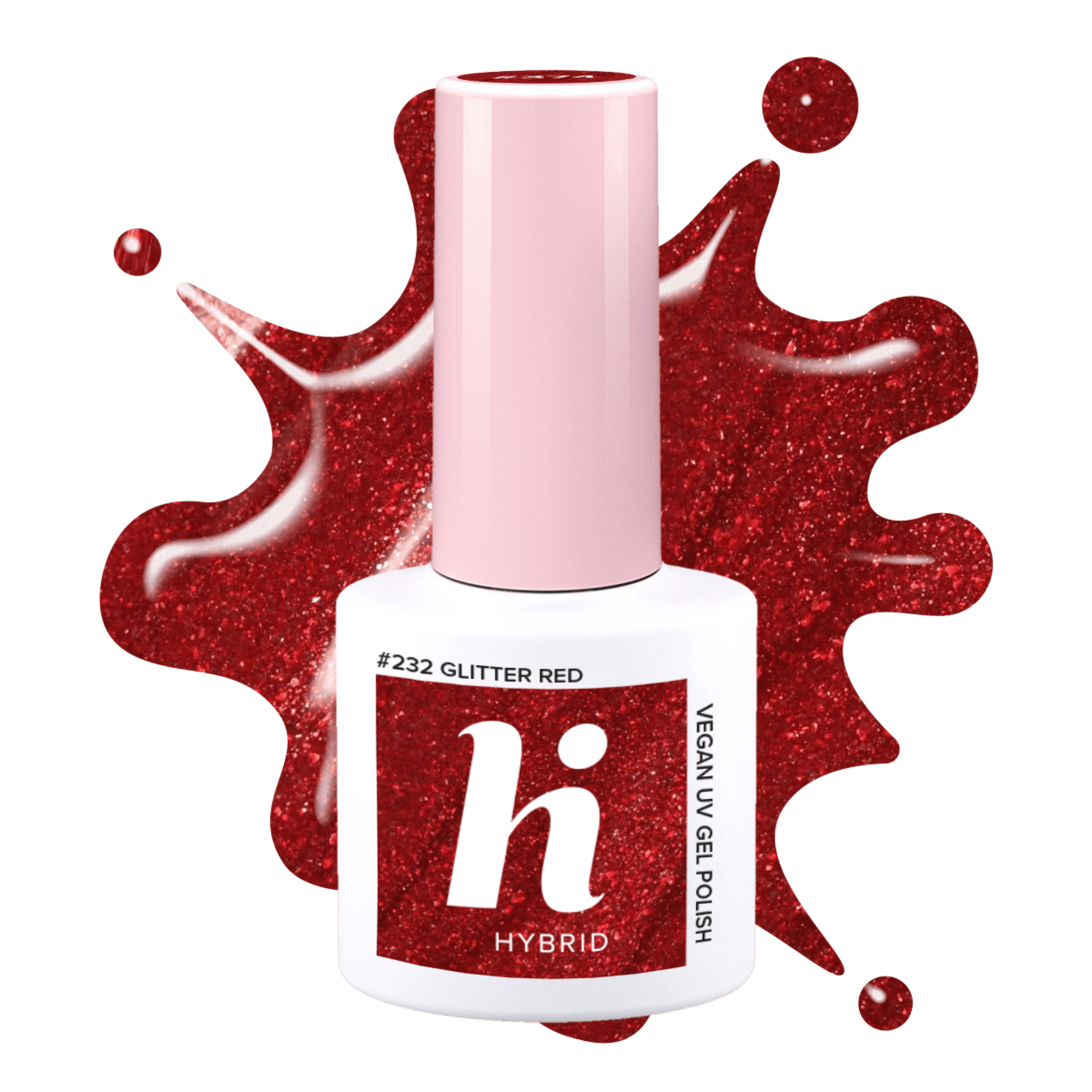 hi hybrid #232 UV Gel Polish Glitter Red 5 ml