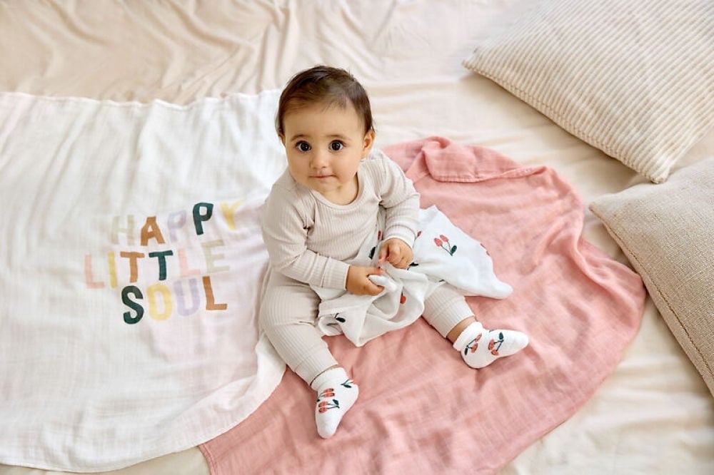 Lässig Mjuk Babyfilt L Happy Fruits Cherry 3-pack