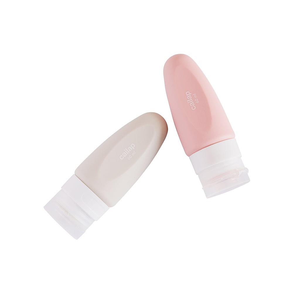 Cailap resförpackningar i silikon rosa och grå 2 st