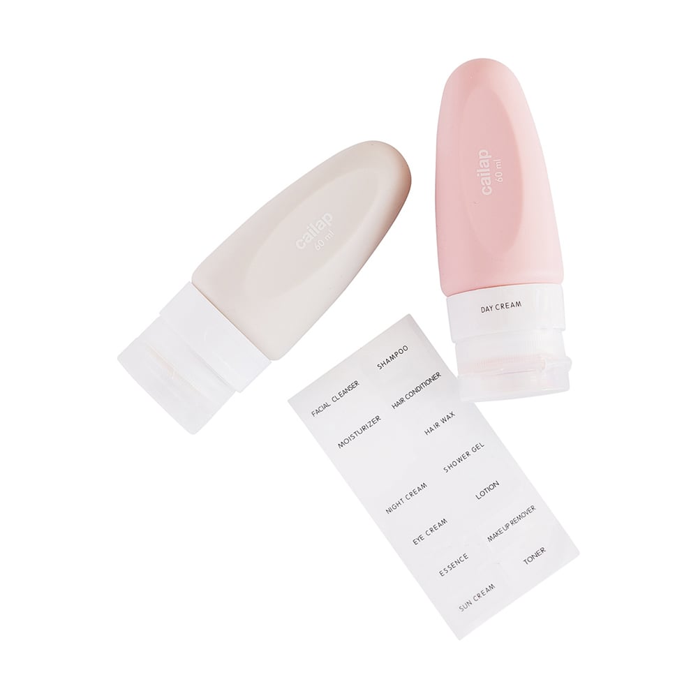 Cailap resförpackningar i silikon rosa och grå 2 st