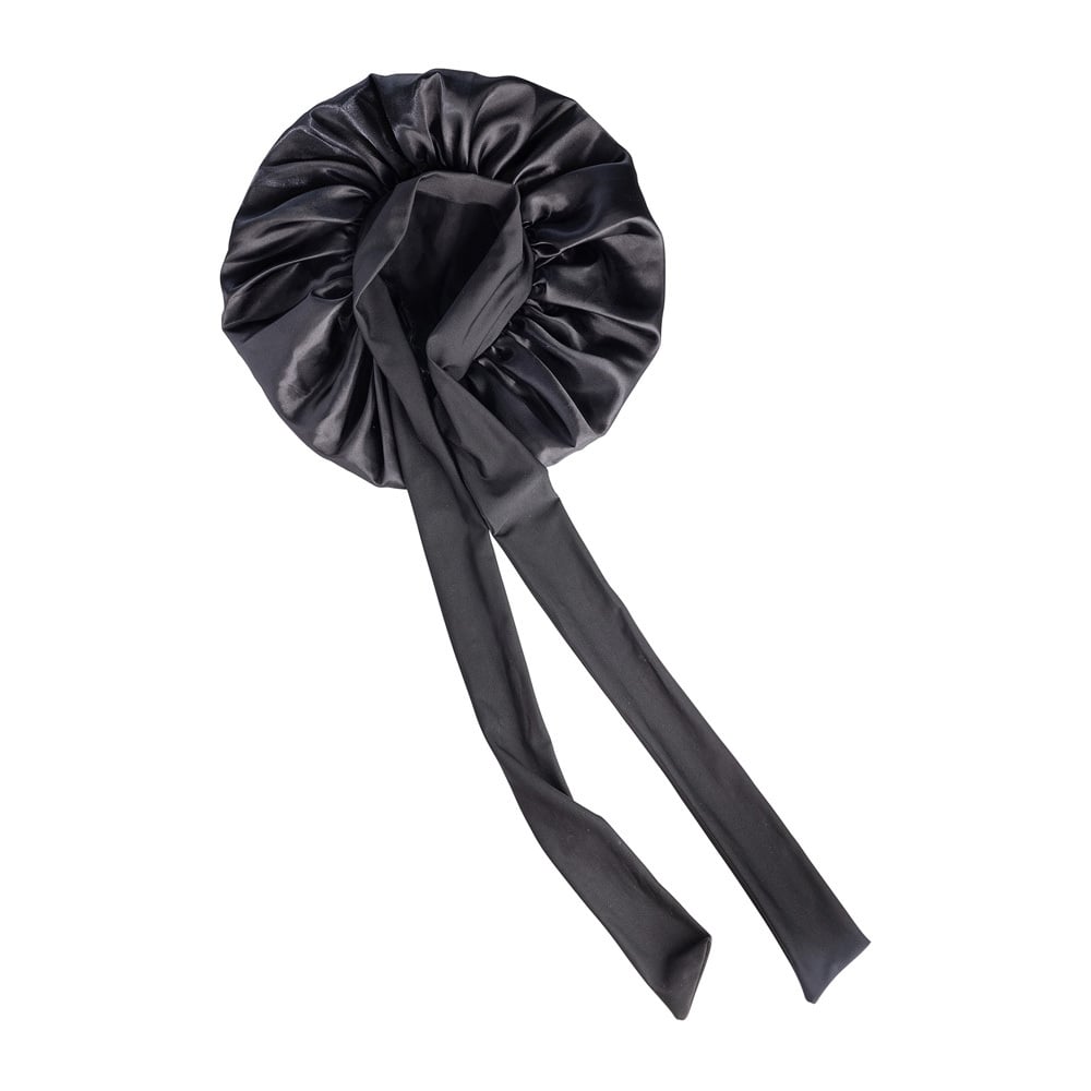 Cailap Hårmössa Bonnet i Satin Svart