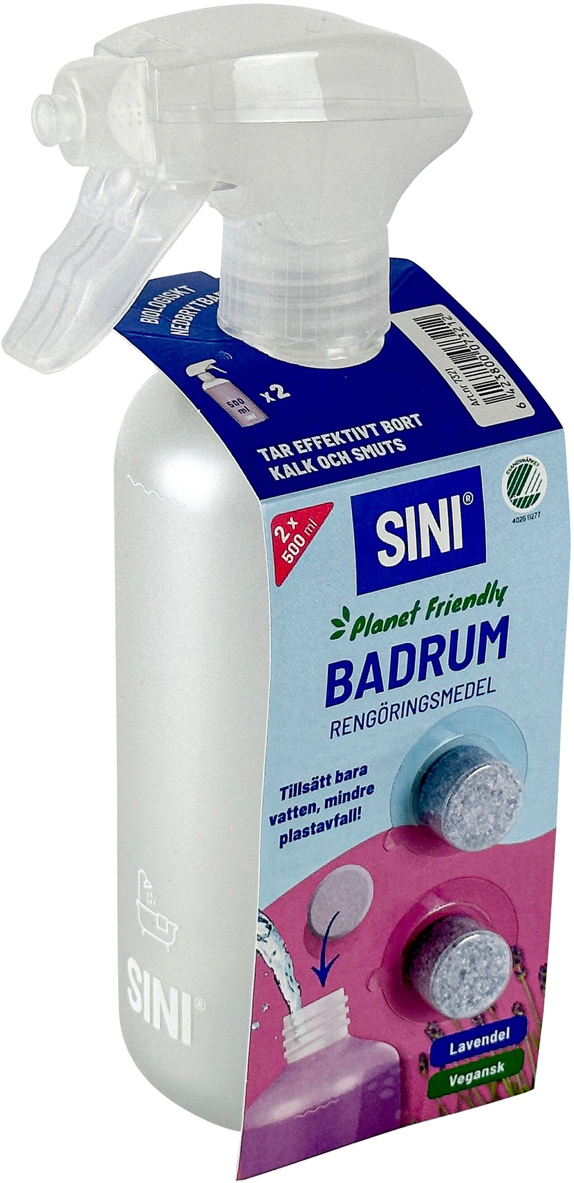 SINI sprayflaska med 2-pack rengöringstabletter