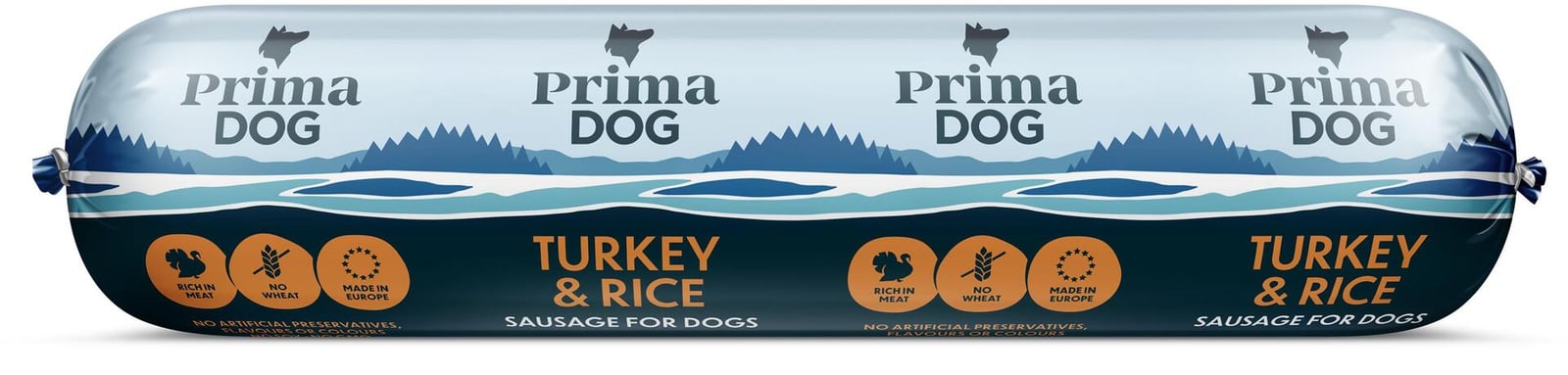 PrimaDog Kalkon & Ris Korv 800 g