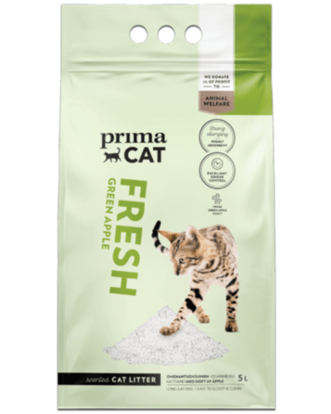PrimaCat Fresh Apple Kattsand Vit 5 l