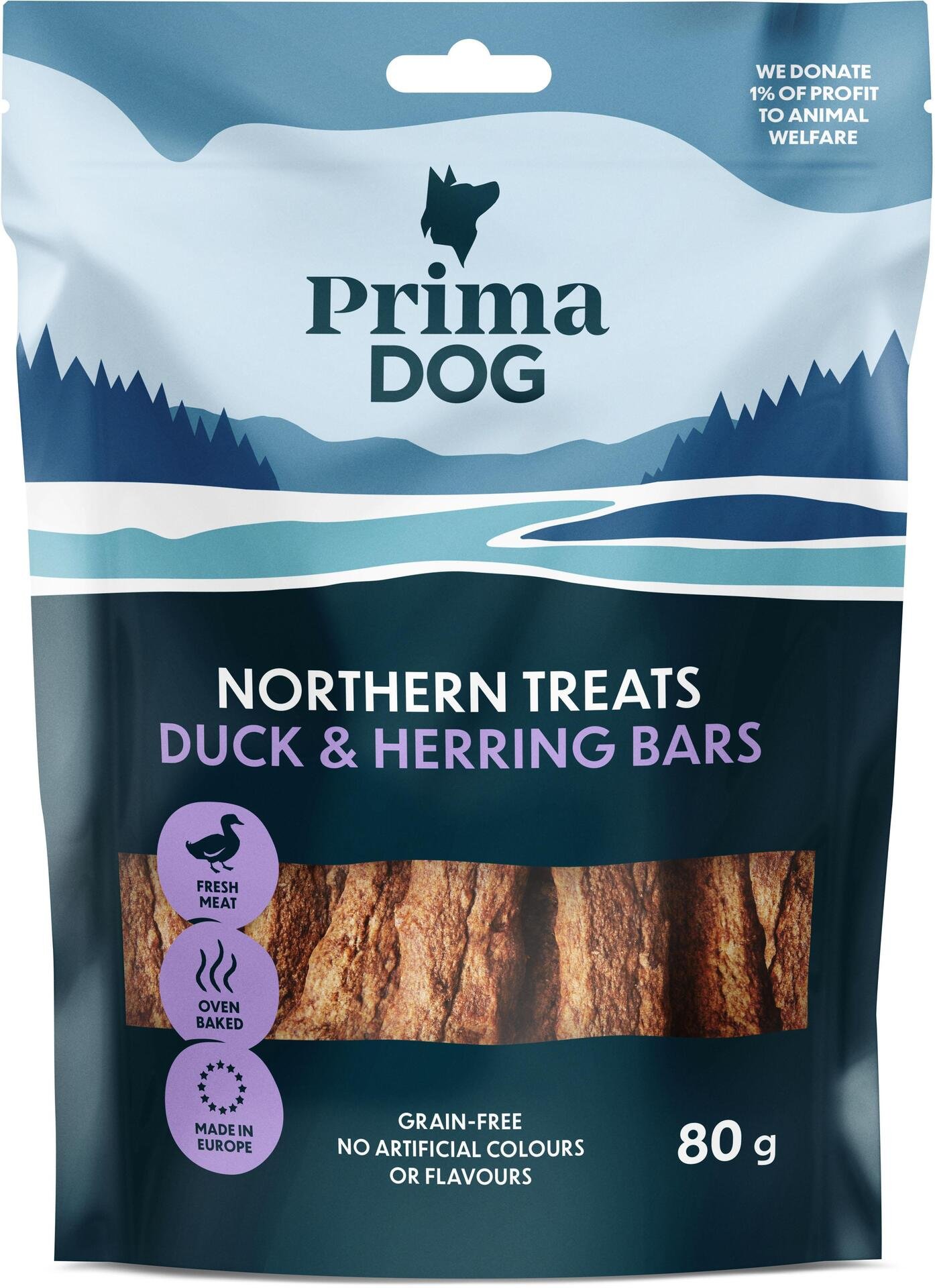 PrimaDog Northern Treats Bars Anka & Strömming 80 g
