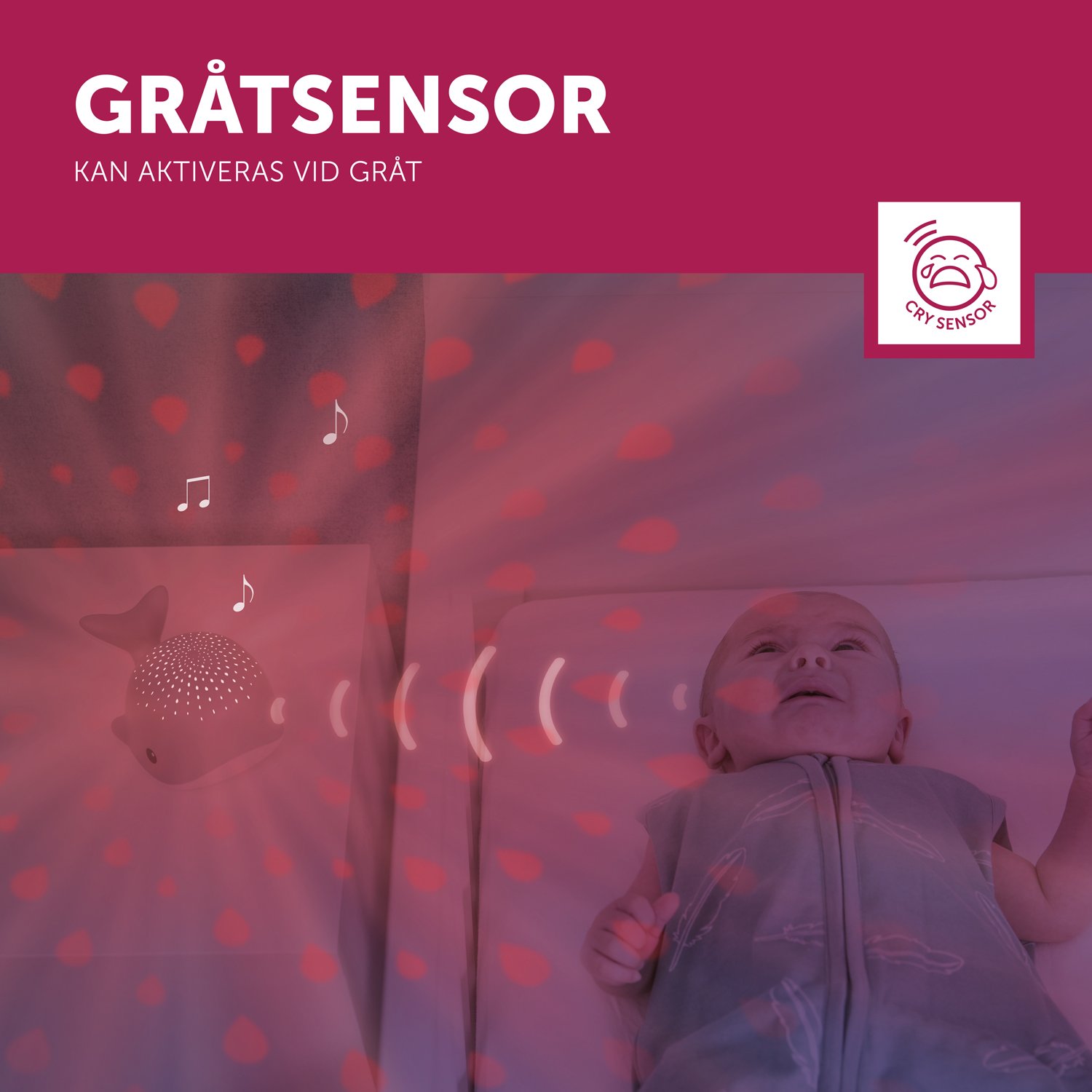 Zazu Ljusprojektor & Speldosa Valen Wally Grå 1 st