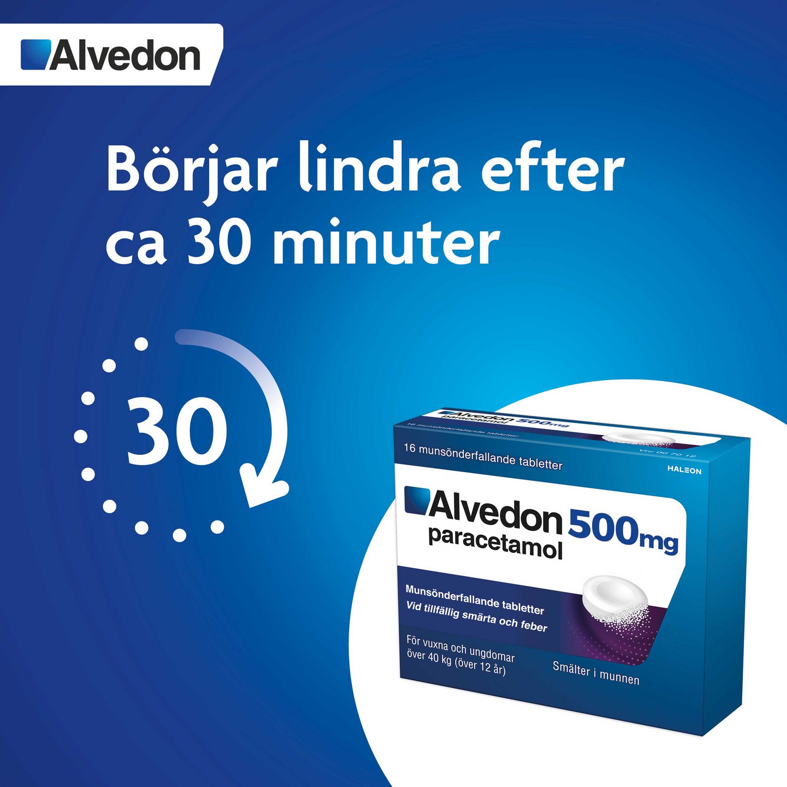 Alvedon Munsönderfallande Tabletter 500 mg 16 st