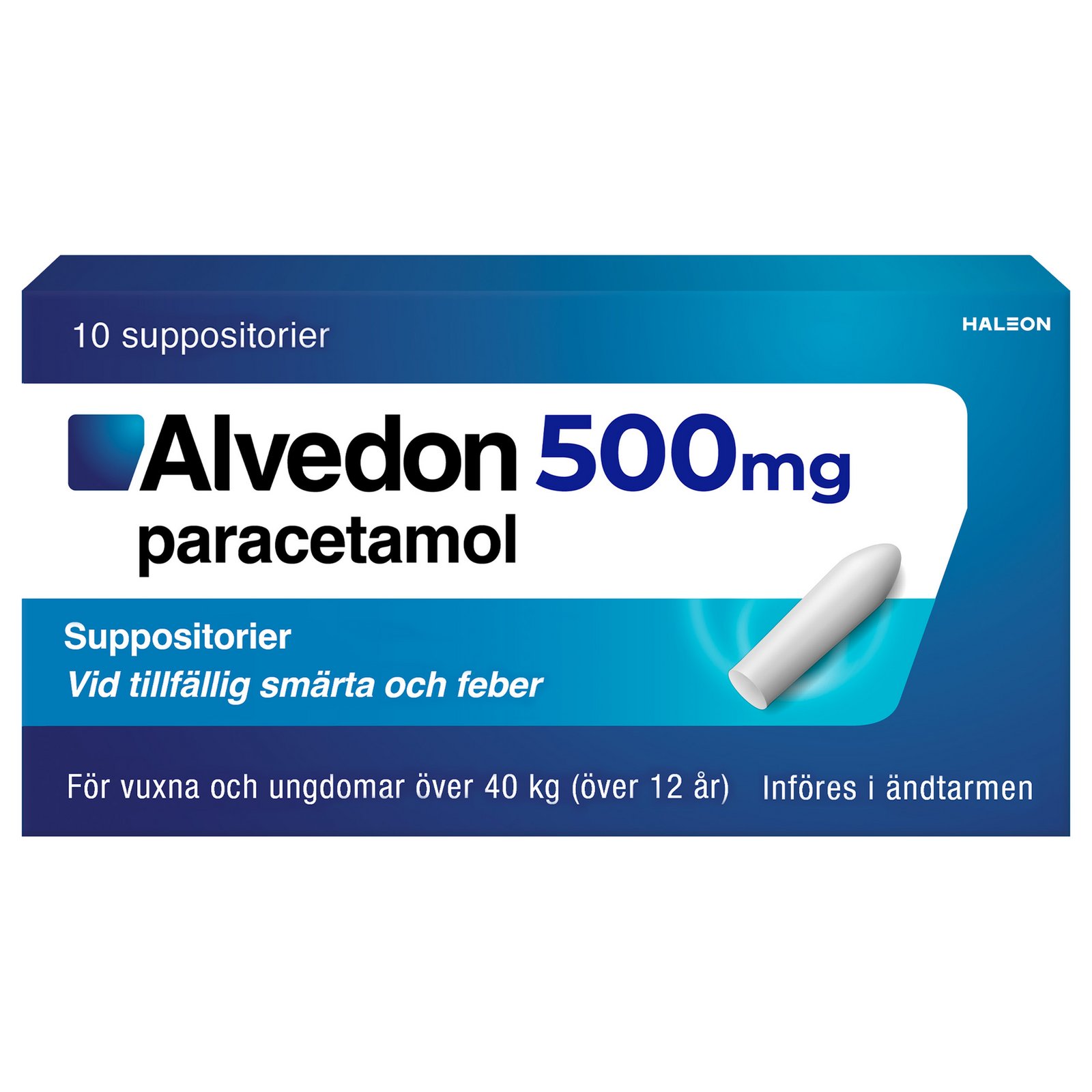 Alvedon Suppositorium 500 mg paracetamol (+40kg) 10 st