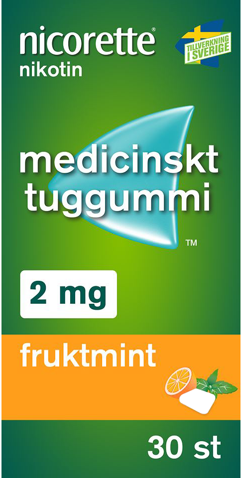 Nicorette Fruktmint Medicinskt Tuggummi 2 mg 30 st