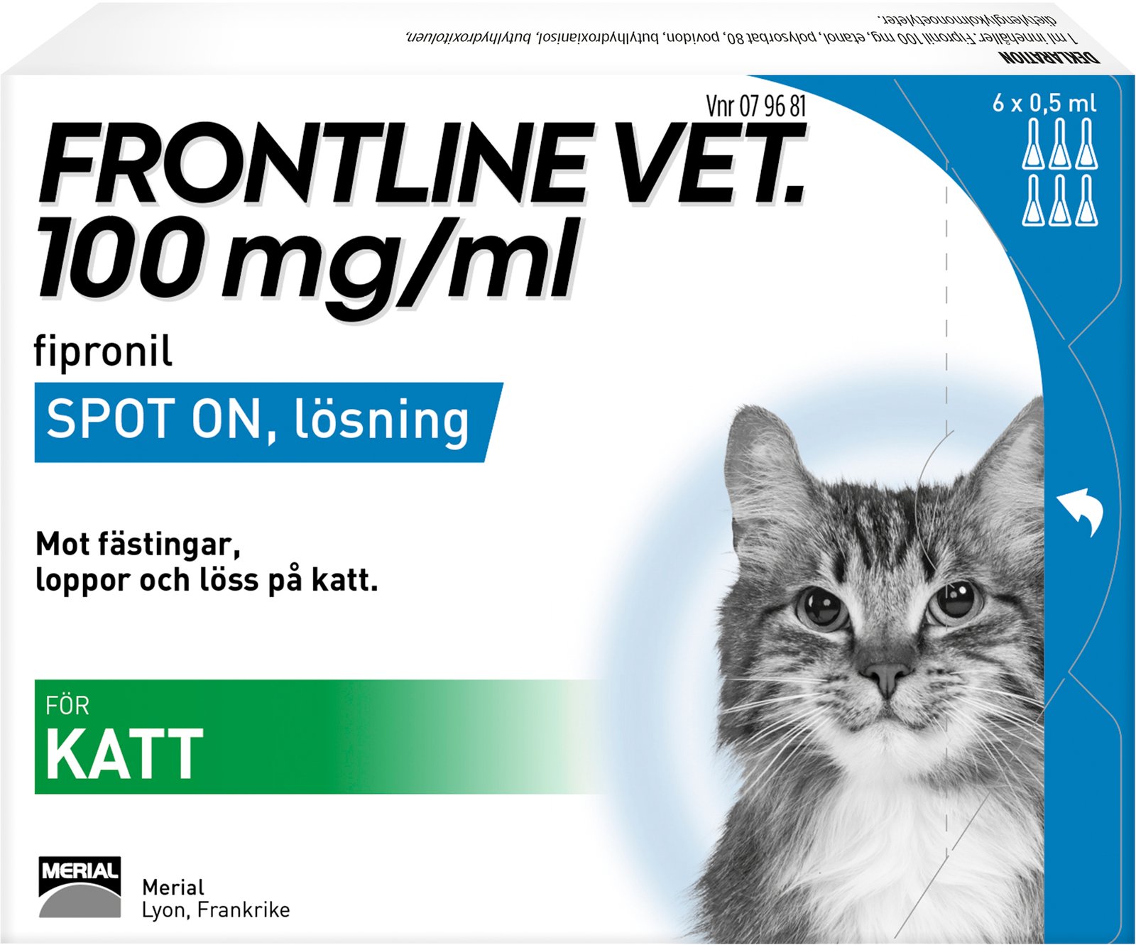 Frontline Vet 100mg/ml Spot-on lösning för katt 6 x 0,5ml