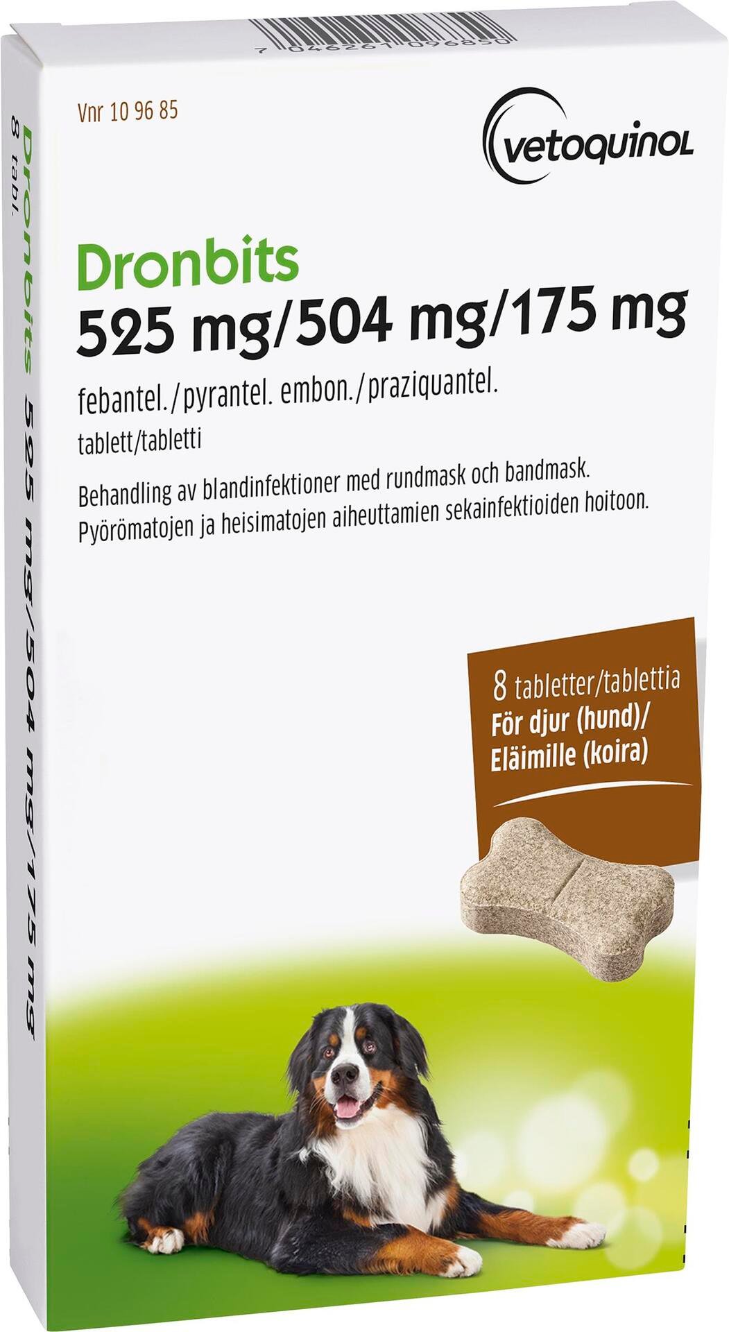 Dronbits Dog 525 mg/504 mg/175 mg 8 tabletter