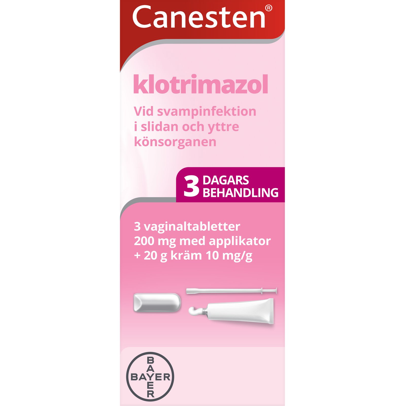 Kombinationsförpackning Vaginaltabletter 200 mg 3 st + 20 g Kräm 10 mg/g