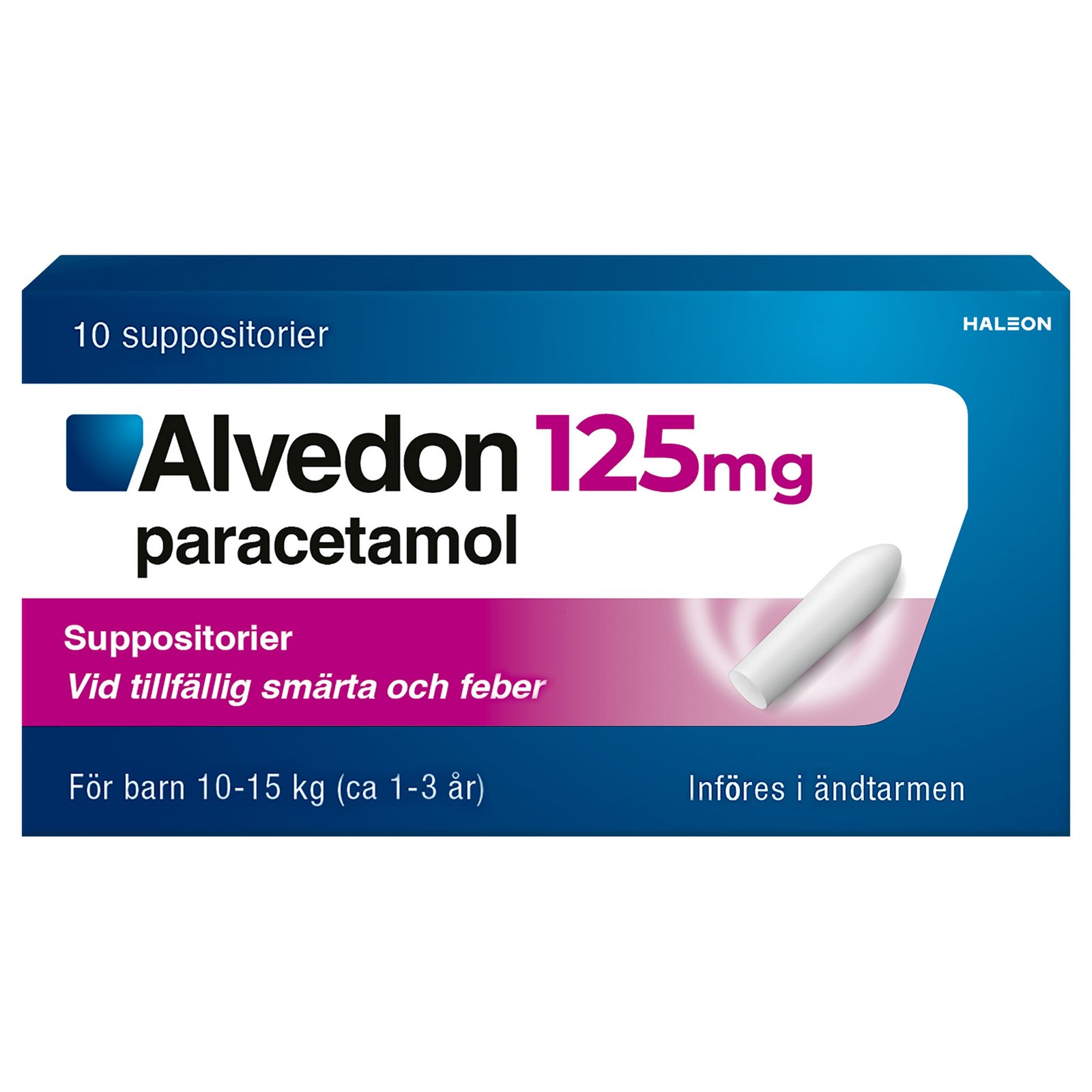 Alvedon Suppositorium 125mg paracetamol (för barn 10-15 kg) 10 st