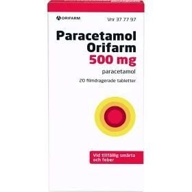 Paracetamol Orifarm 500 mg Paracetamol 20 tabletter