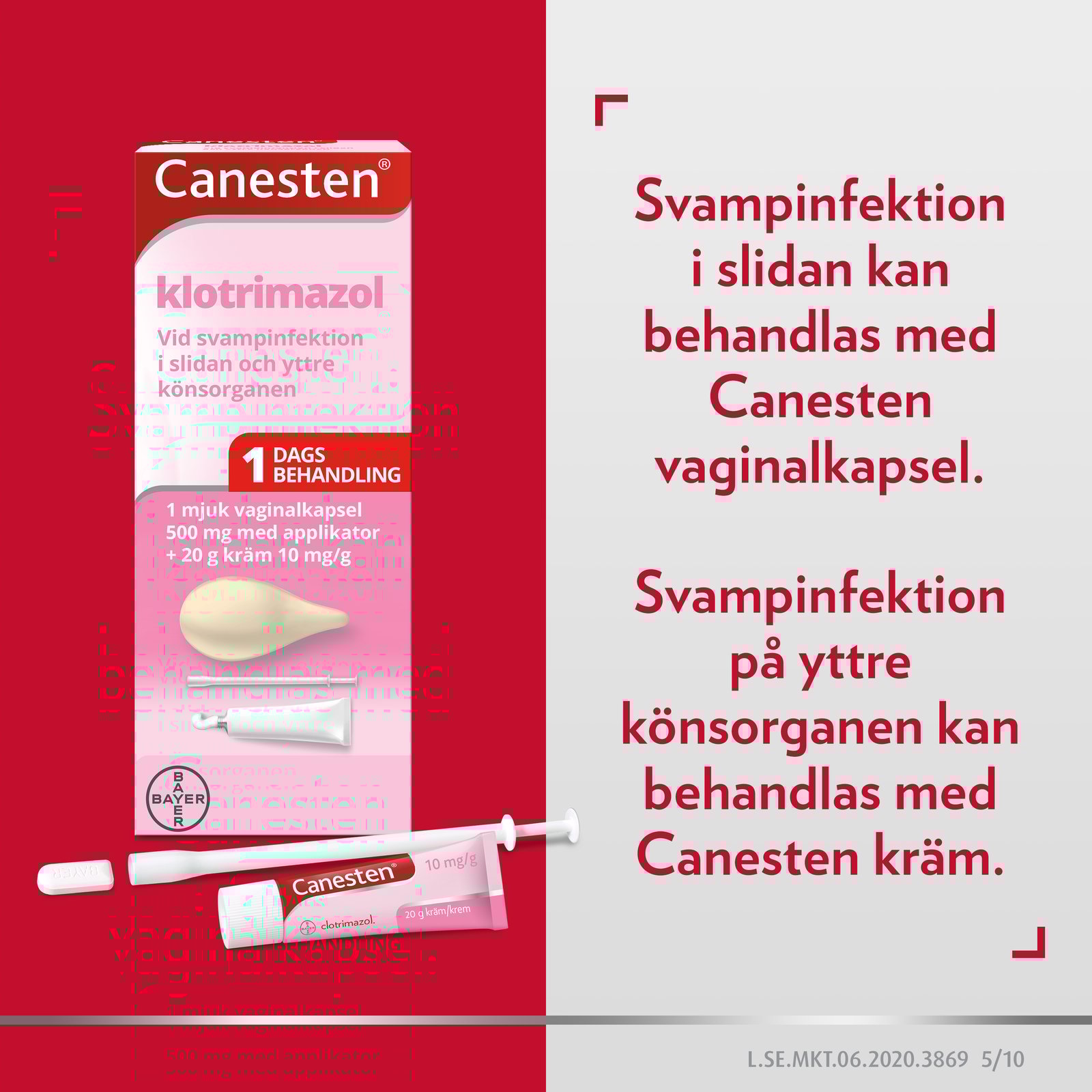 Kombinationsförpackning Mjuk Vaginalkapsel 500mg 1 st + 20g Vaginalkräm 10mg/g