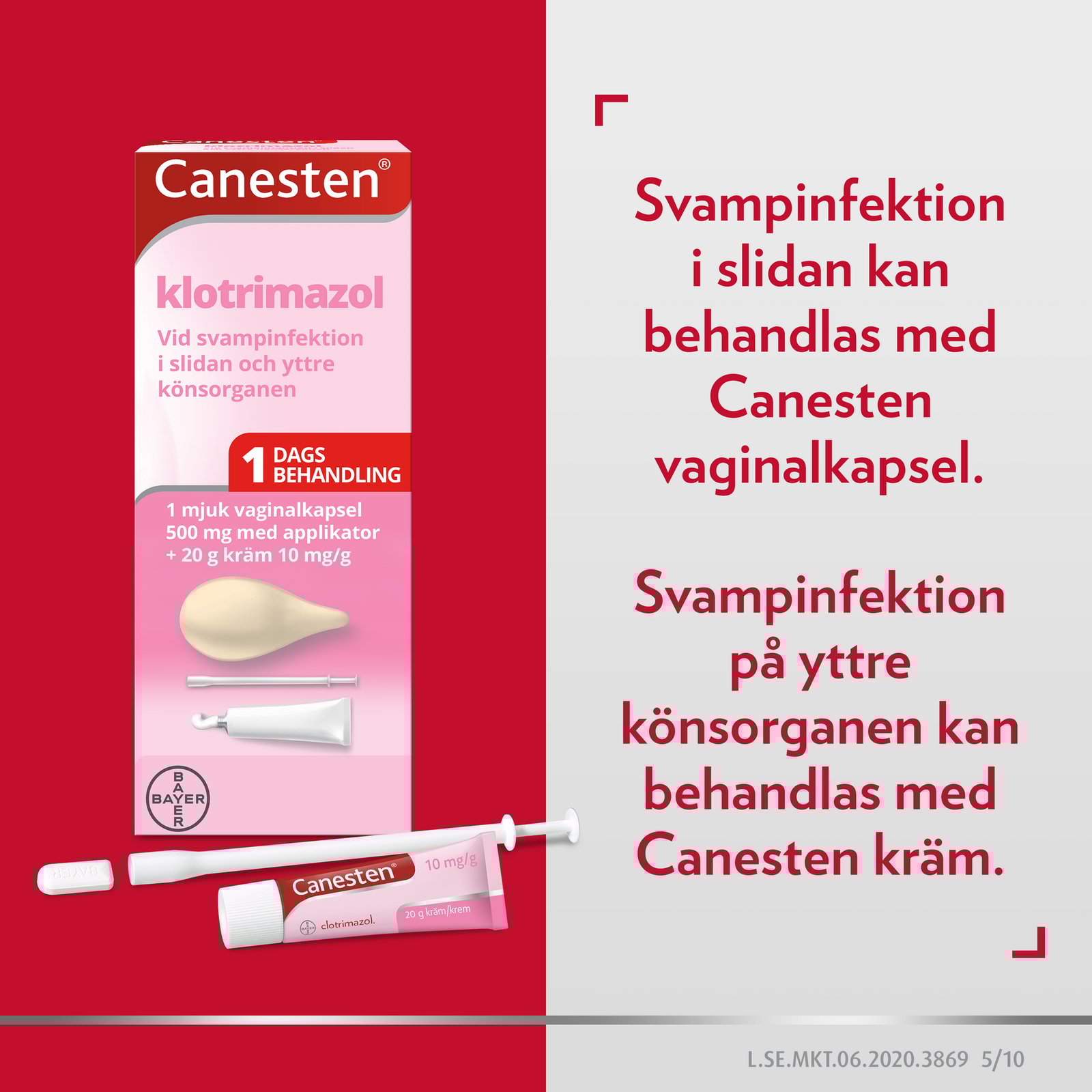 Kombinationsförpackning Mjuk Vaginalkapsel 500mg 1 st + 20g Vaginalkräm 10mg/g