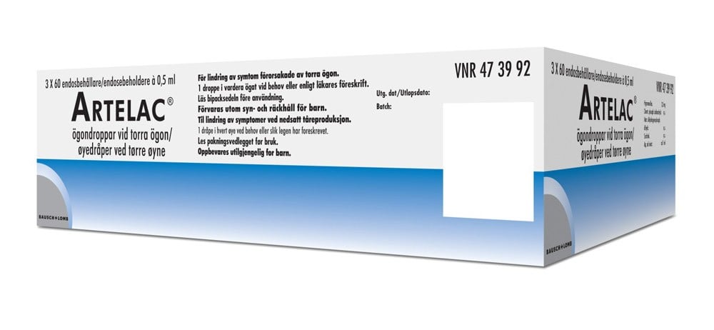 Artelac ögondroppar, lösning i endosbehållare 0,5 ml, 180 st